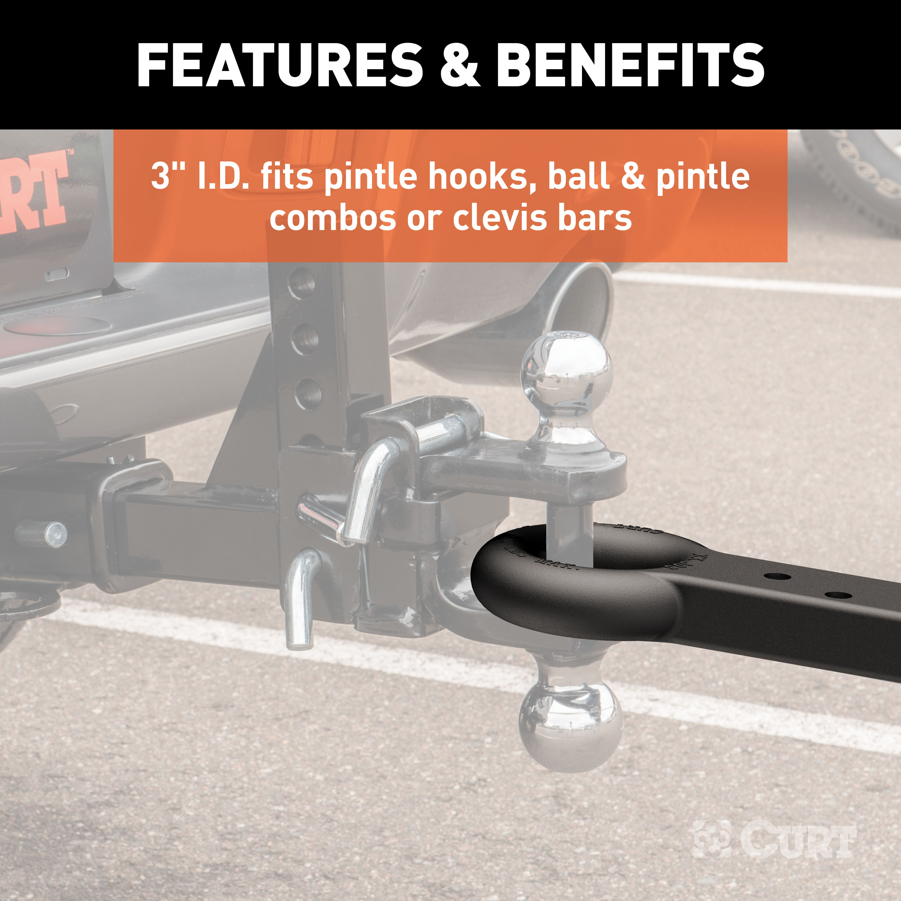 CURT 48510 Black Steel Pintle Hitch Lunette Ring 3-Inch ID, 22,000 lbs thumbnail 3