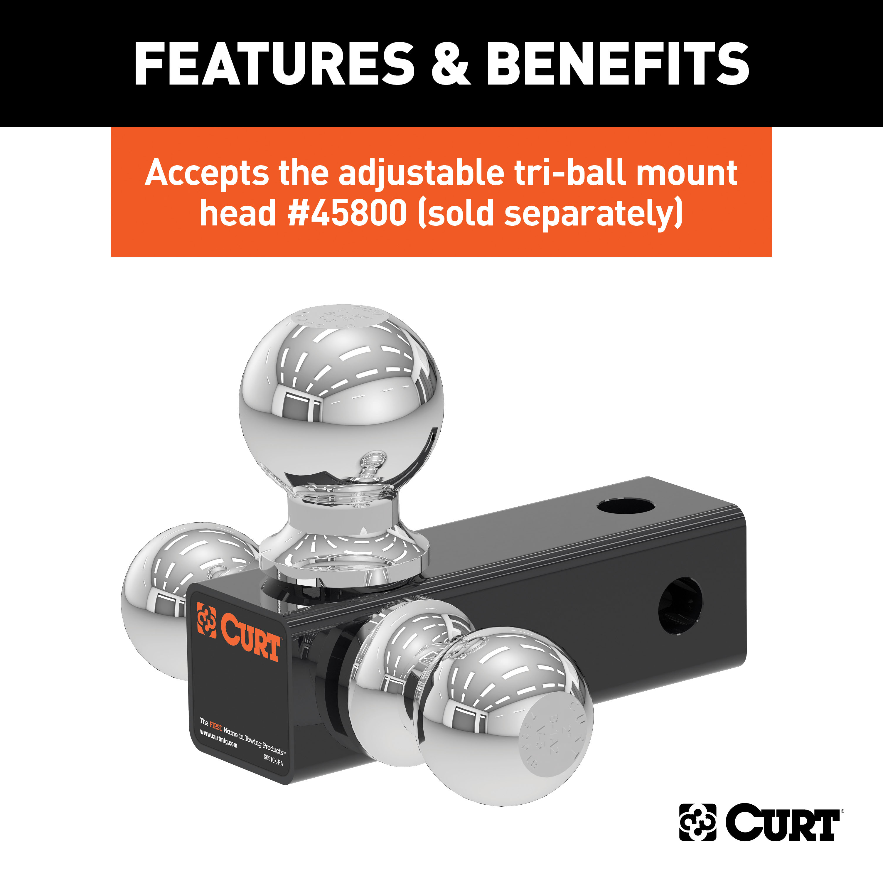 CURT 45802 Replacement Adjustable Trailer Hitch Ball Mount Tube Mount for CURT #45799 thumbnail 3