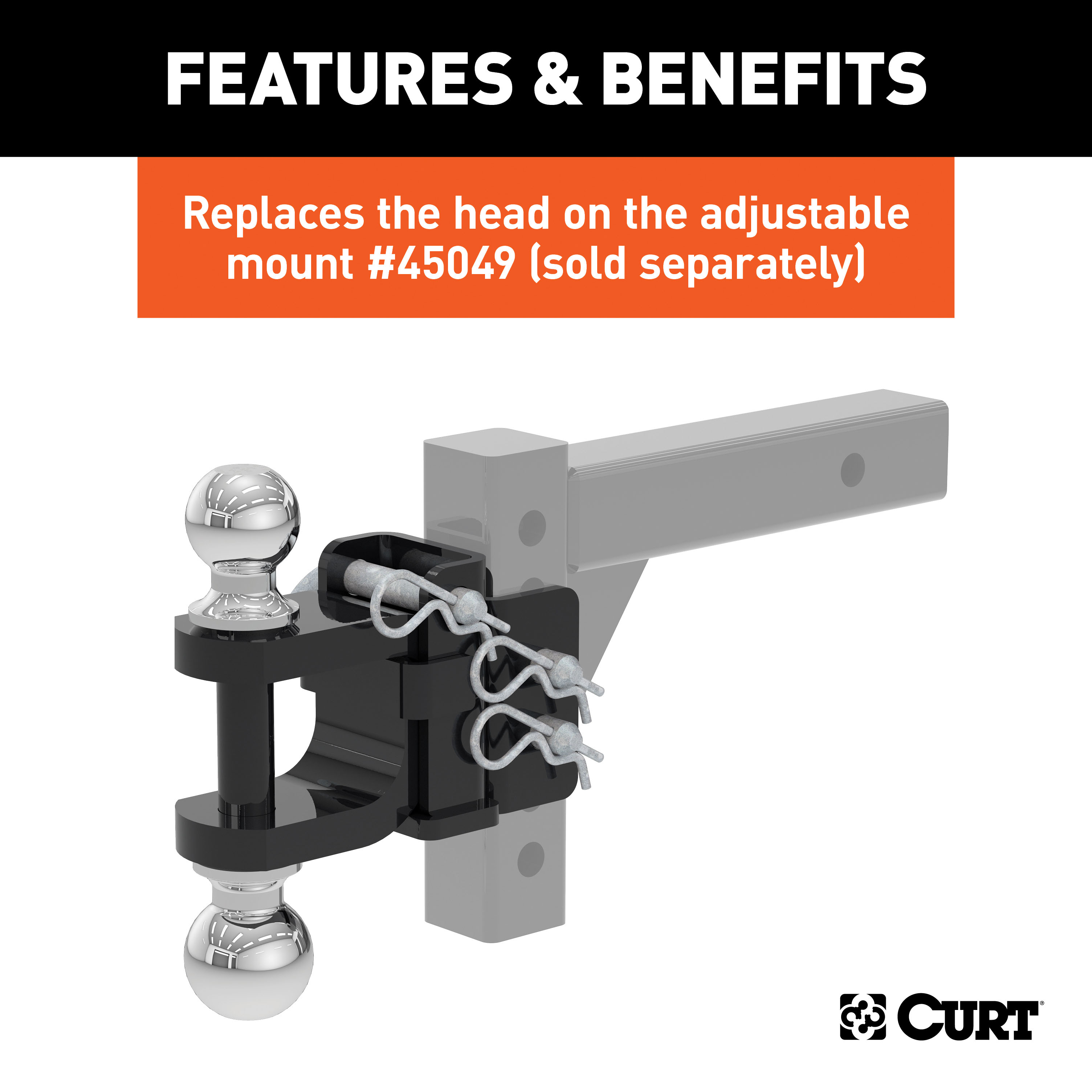 CURT 45008 Replacement Head for Adjustable Trailer Hitch Ball Mount #45049 thumbnail 2