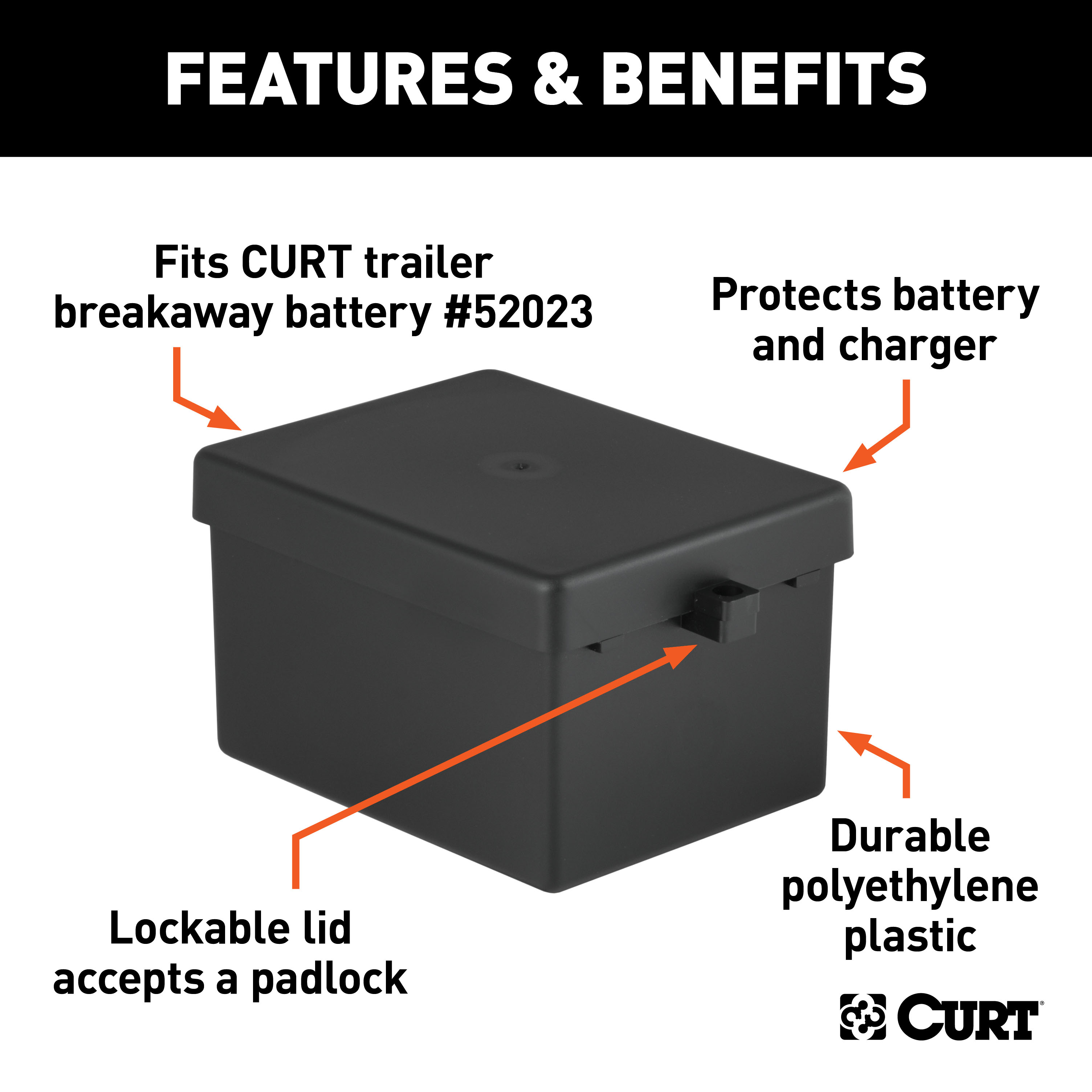CURT 52030 5-Inch x 3-1/4-Inch x 3-7/8-Inch Lockable Breakaway Battery Case thumbnail 1