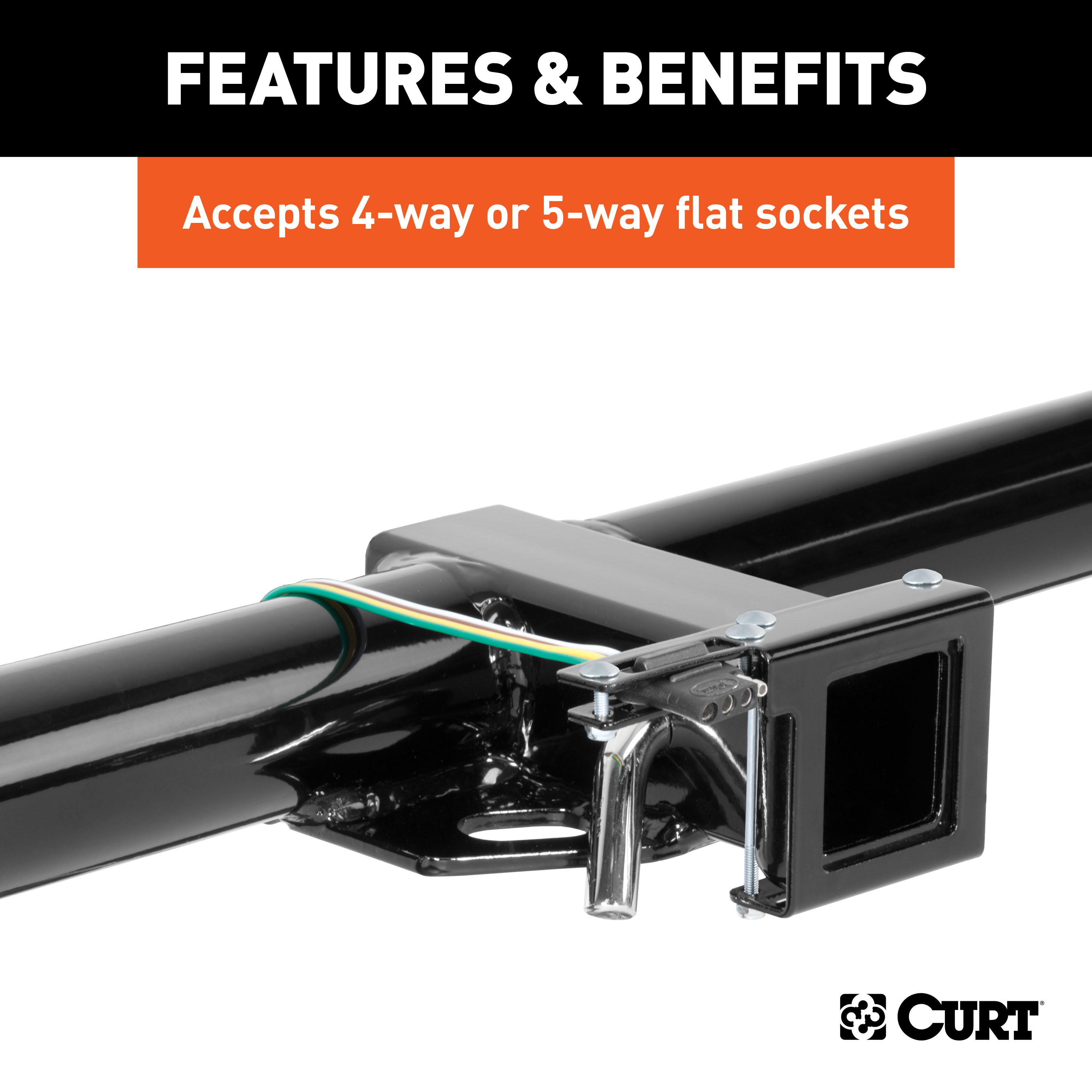 CURT 58001010 Easy-Mount Vehicle Trailer Wiring Connector Mounting Bracket for 2-Inch Receiver, 4 or 5-Way Flat, 10-Pack thumbnail 2