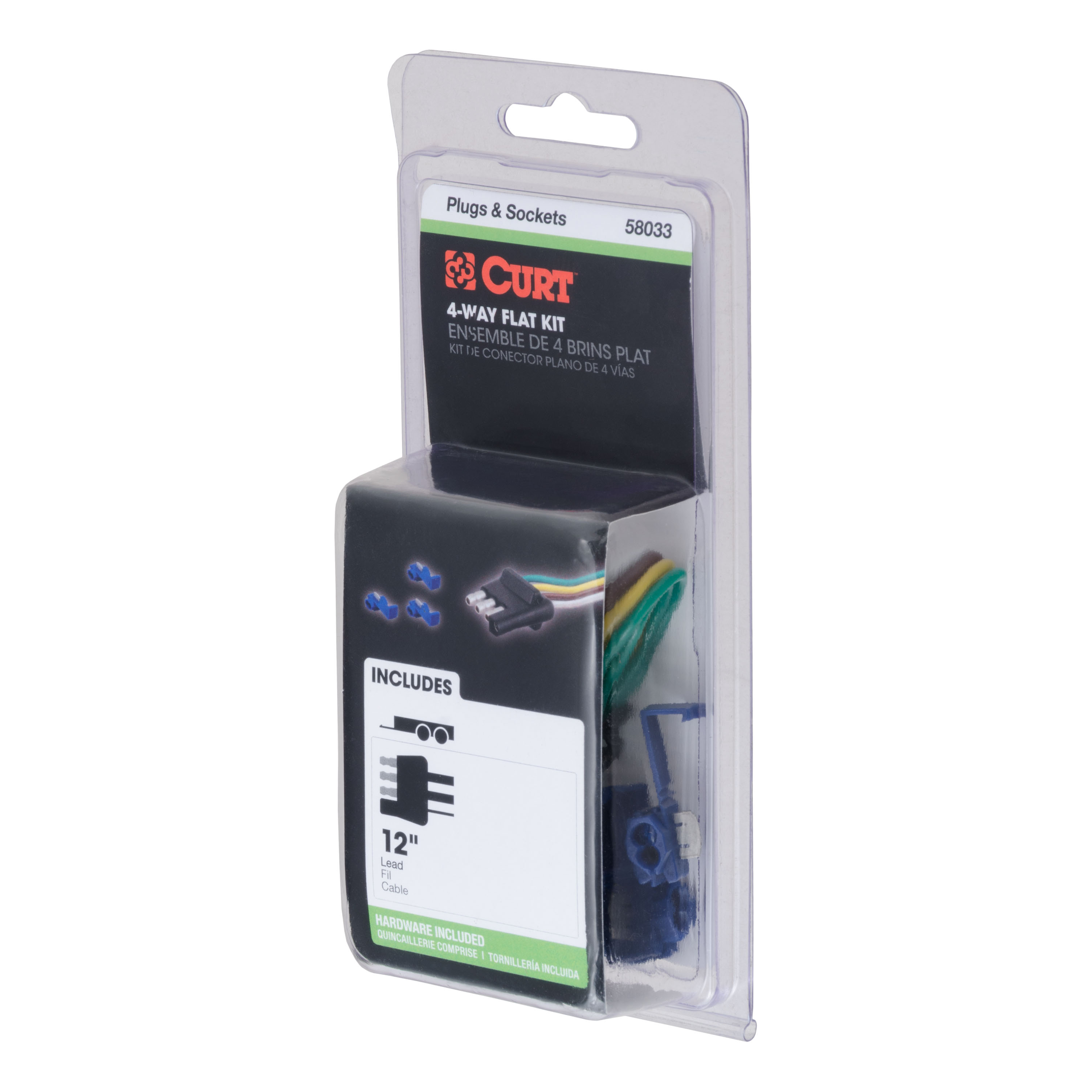 CURT 58033 Trailer-Side 4-Pin Flat Wiring Harness with 12-Inch Wires thumbnail 4