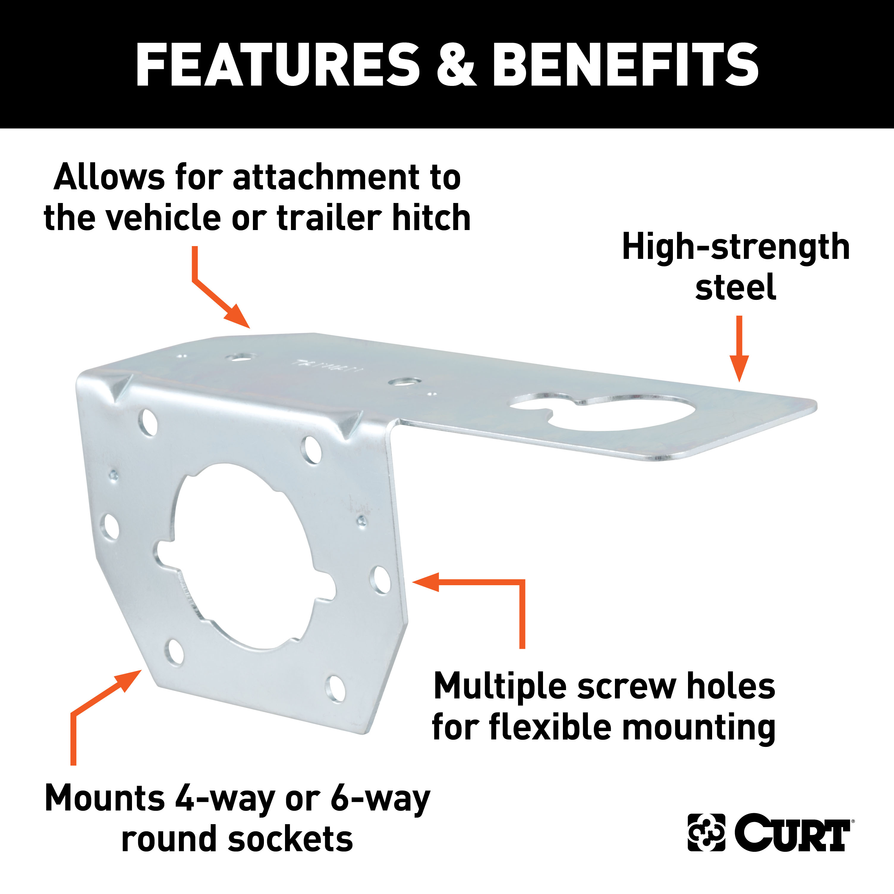 CURT 58210 Vehicle-Side Trailer Wiring Harness Mounting Bracket for 4-Way or 6-Way Round thumbnail 1