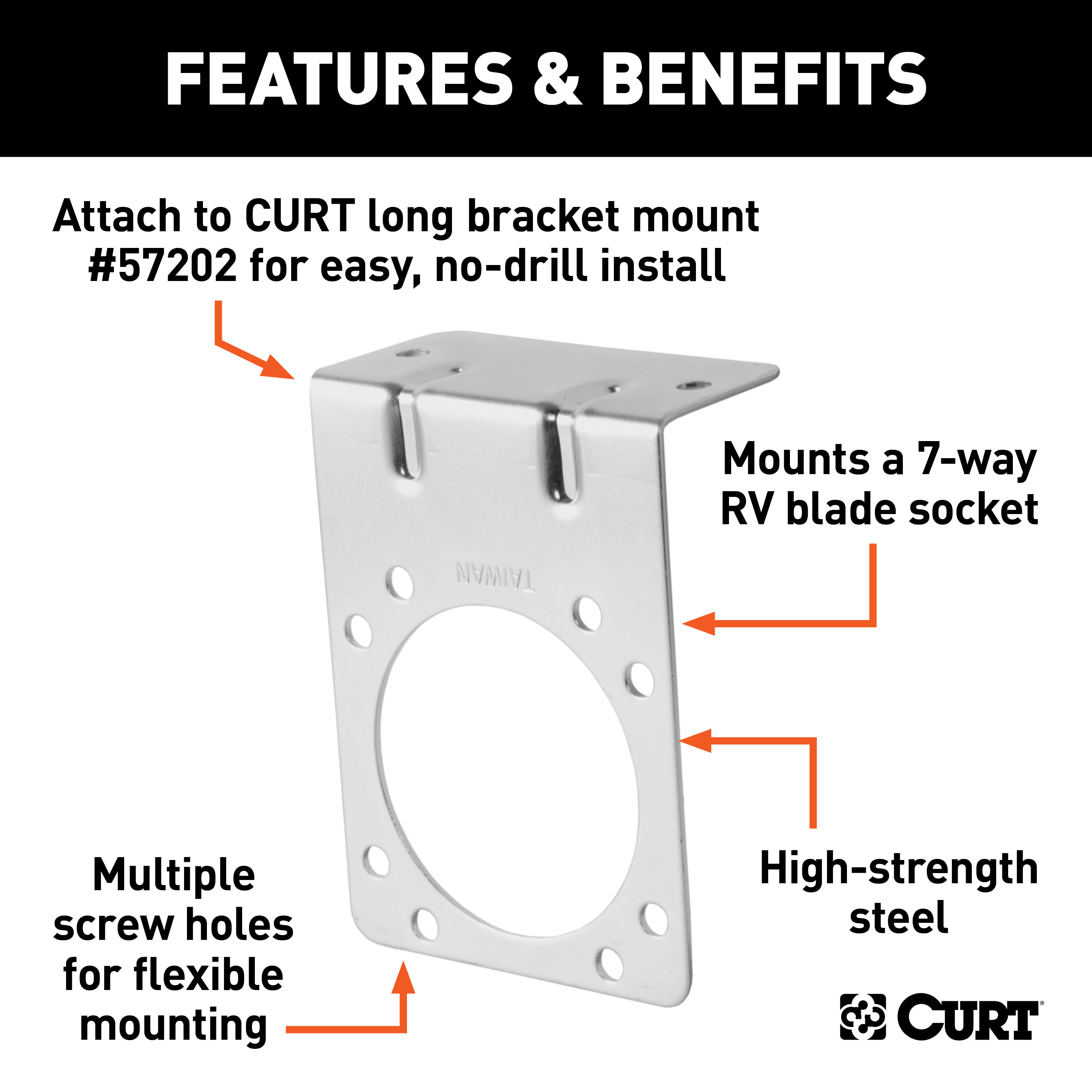 CURT 58231 Vehicle-Side Trailer Wiring Harness Mounting Bracket for 7-Way RV Blade thumbnail 1