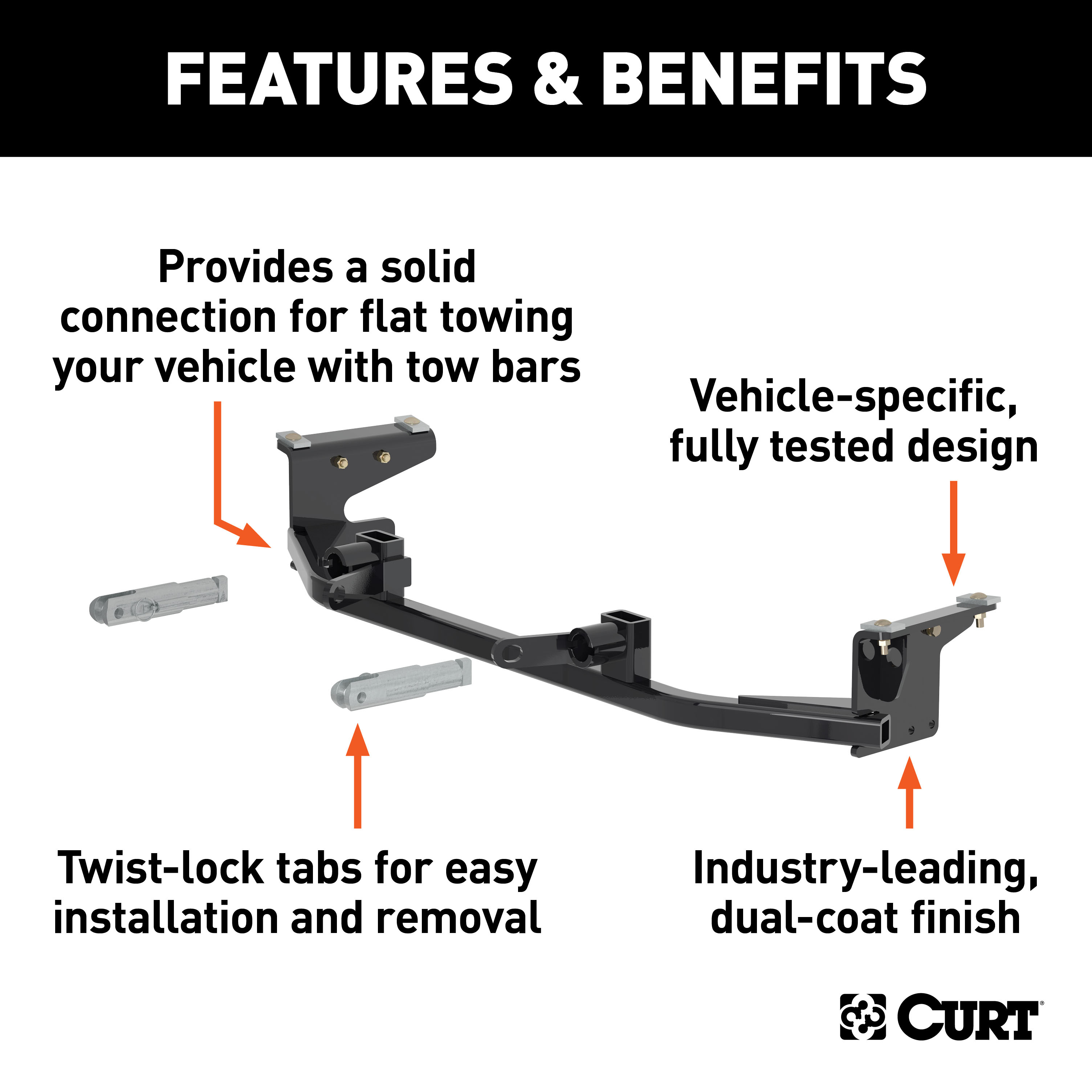 CURT 70118 Custom Tow Bar Base Plate Brackets for Dinghy Towing, Fits Select GMC Acadia thumbnail 1