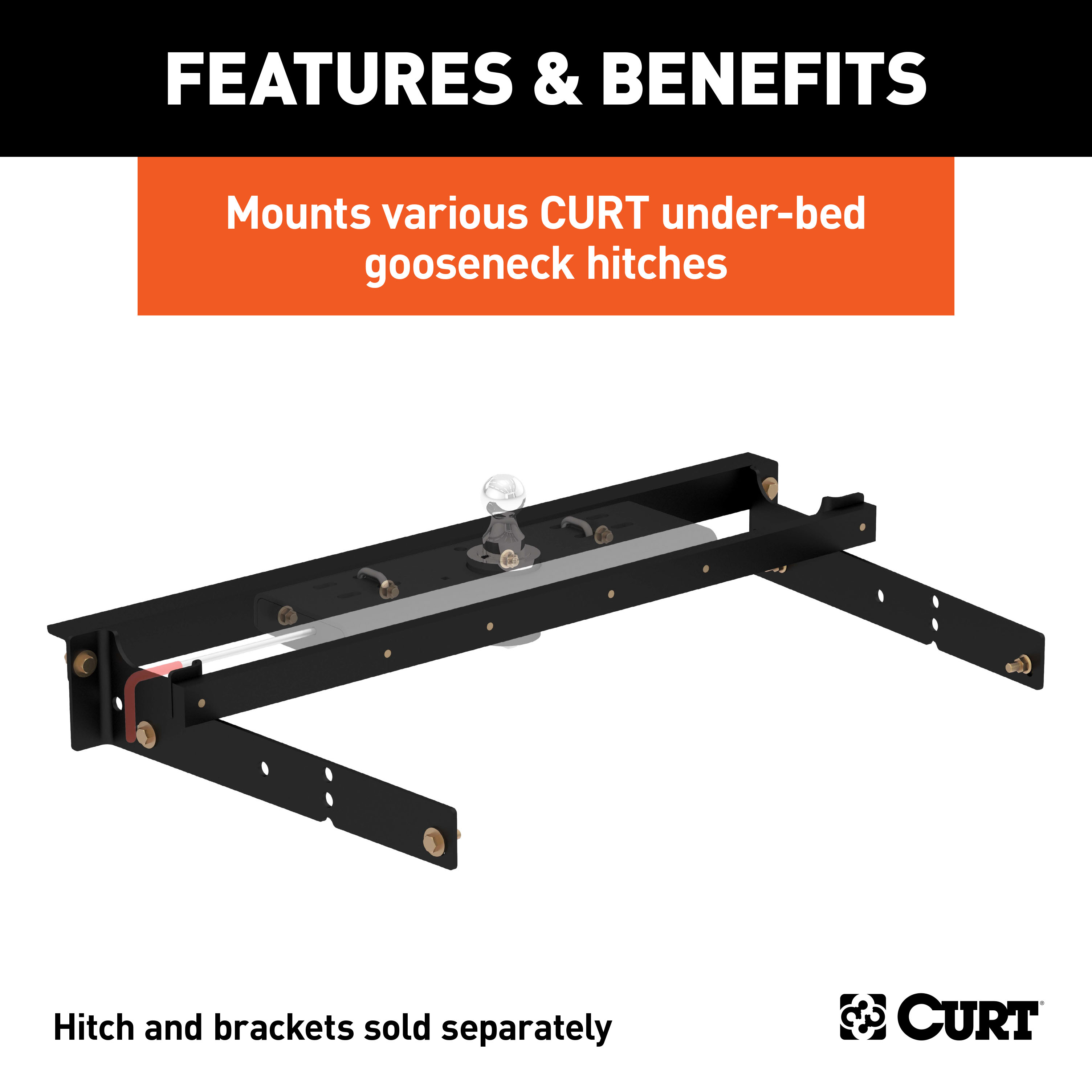 CURT 60631 Under-Bed Gooseneck Installation Brackets, Fits Select Chevrolet Silverado, GMC Sierra C / K thumbnail 1