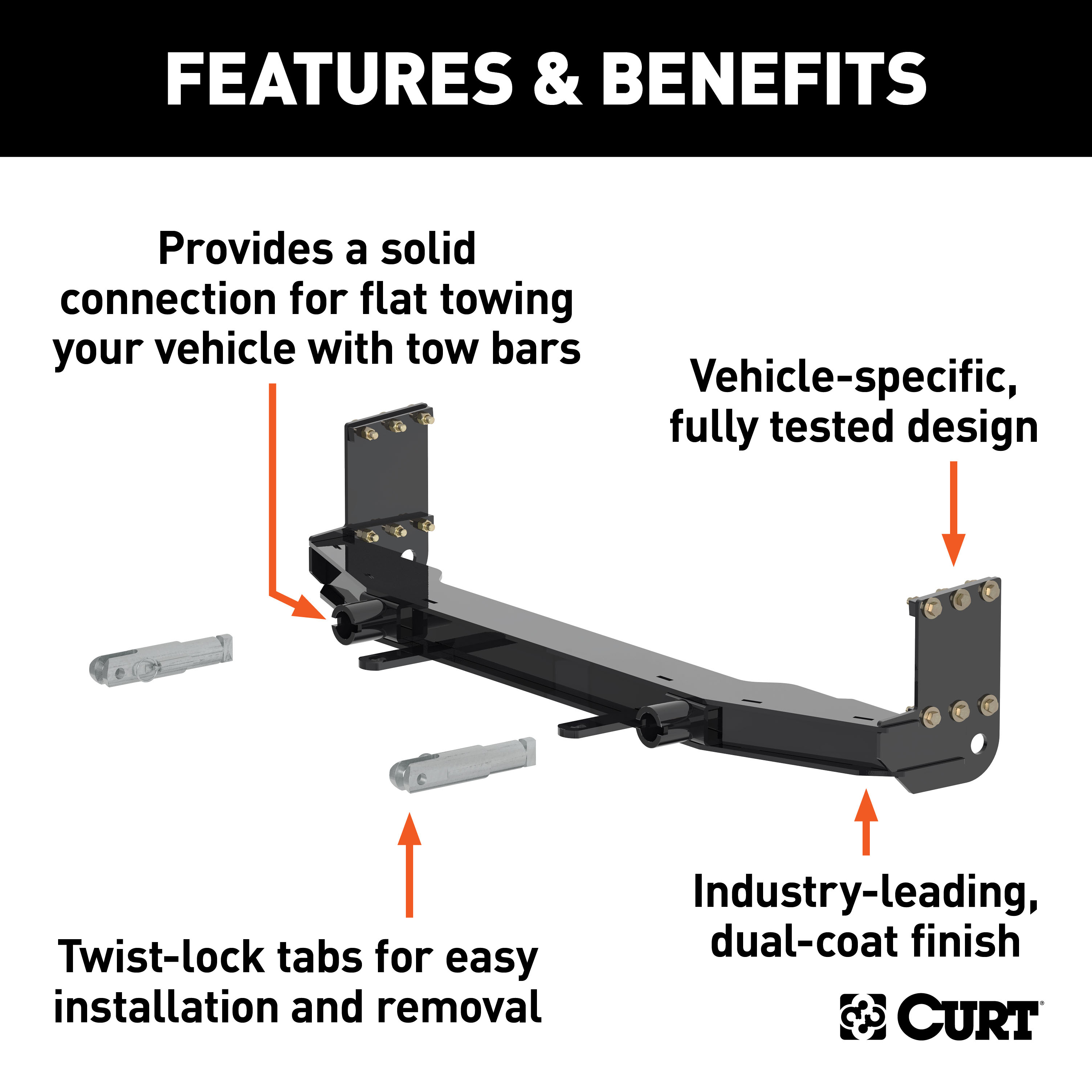 CURT 70117 Custom Tow Bar Base Plate Brackets for Dinghy Towing, Fits Select Buick Envision thumbnail 1