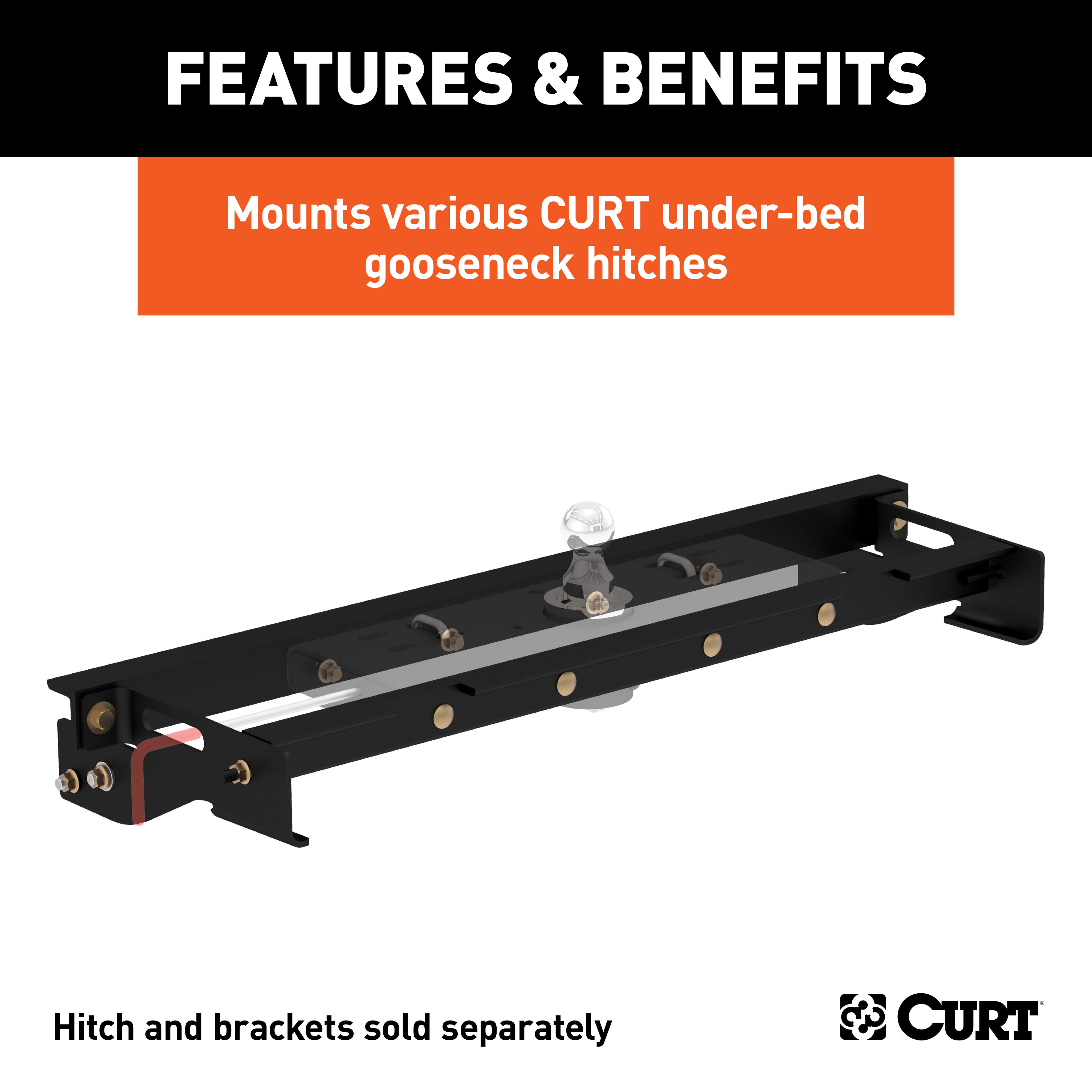 CURT 60641 Under-Bed Gooseneck Installation Brackets, Fits Select Ford F-150 thumbnail 1