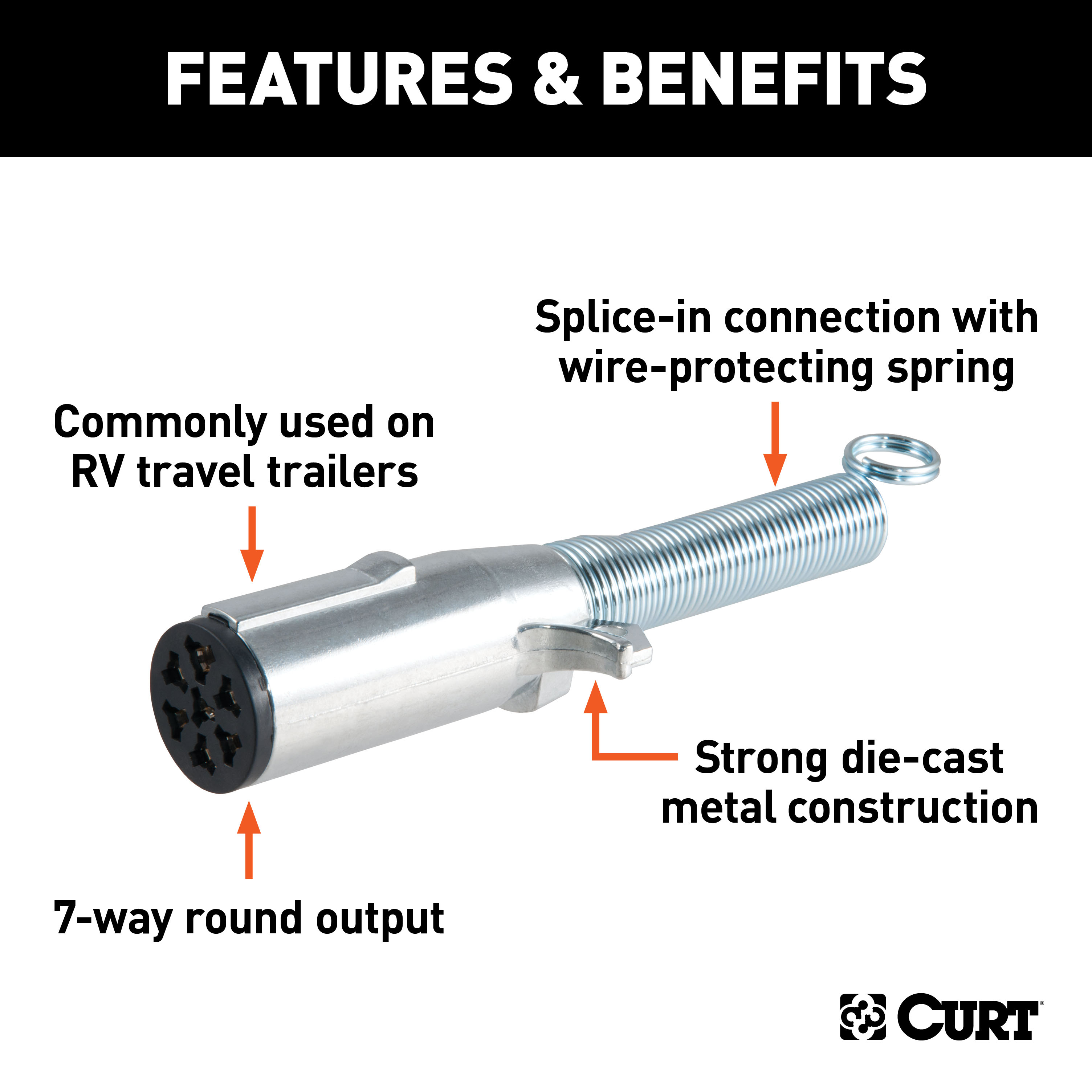 CURT 58181 Trailer-Side 7-Pin Round Wiring Harness Socket with Spring thumbnail 1