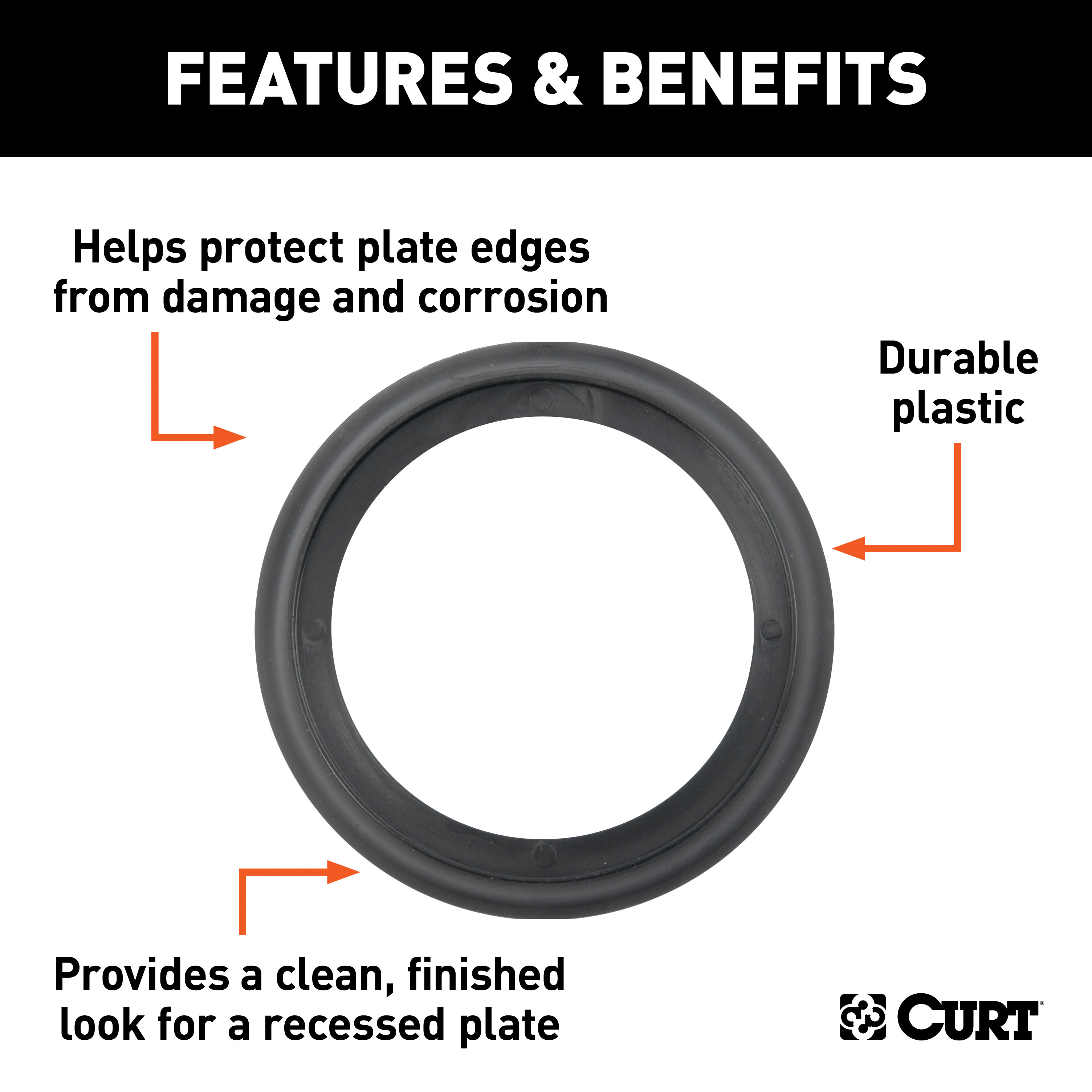 CURT 83720 3-Inch Black Plastic Tie Down Anchor Backing Plate Trim Ring thumbnail 1