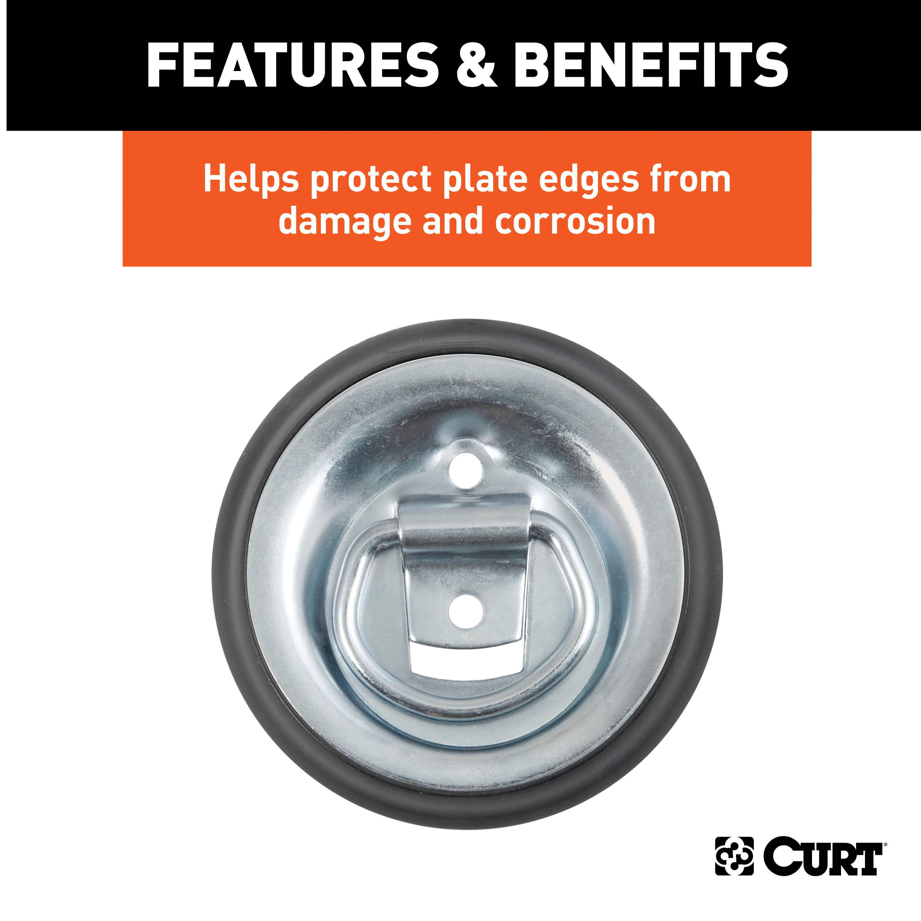 CURT 83720 3-Inch Black Plastic Tie Down Anchor Backing Plate Trim Ring thumbnail 2