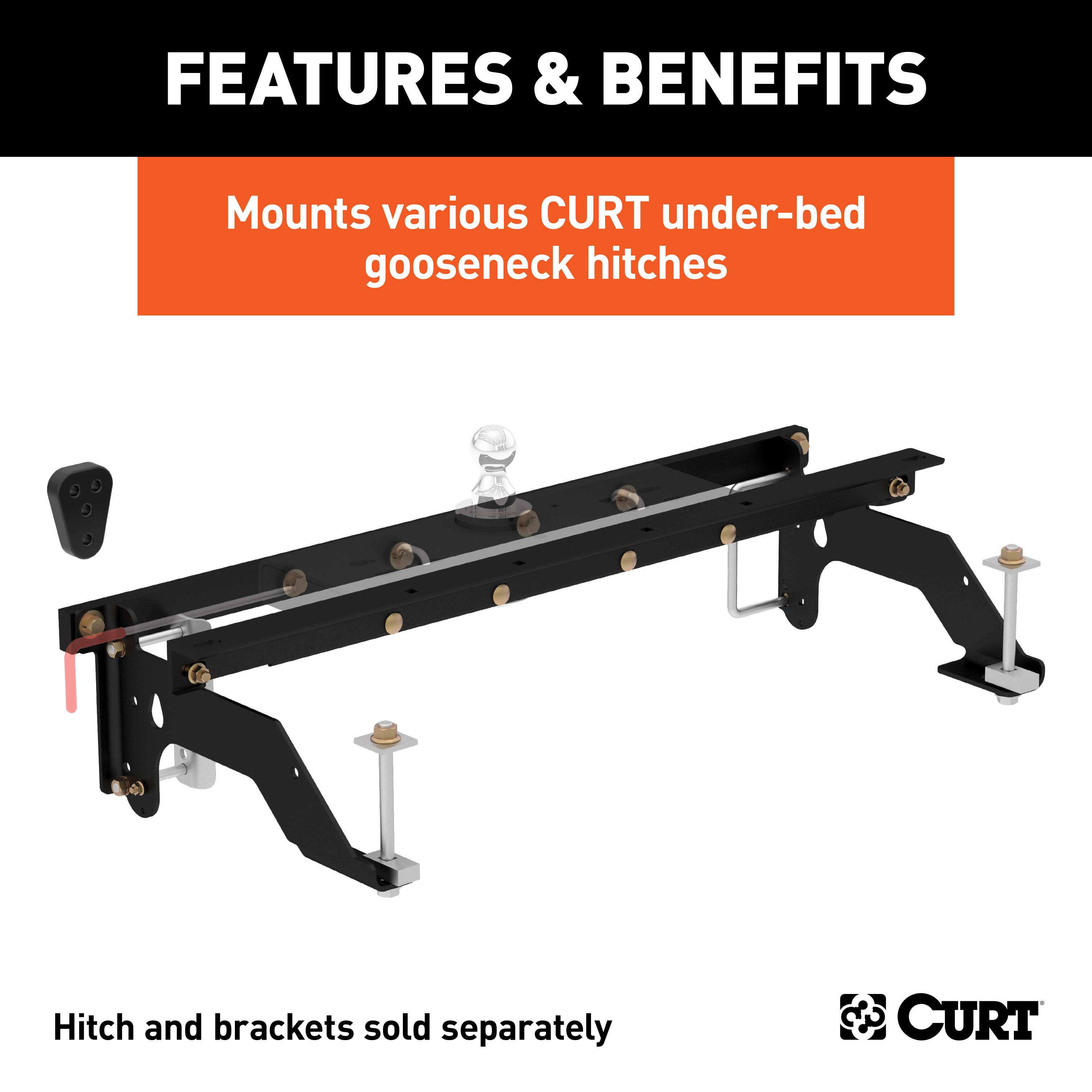 CURT 60659 Under-Bed Gooseneck Installation Brackets, Fits Select Dodge Ram 1500 thumbnail 1