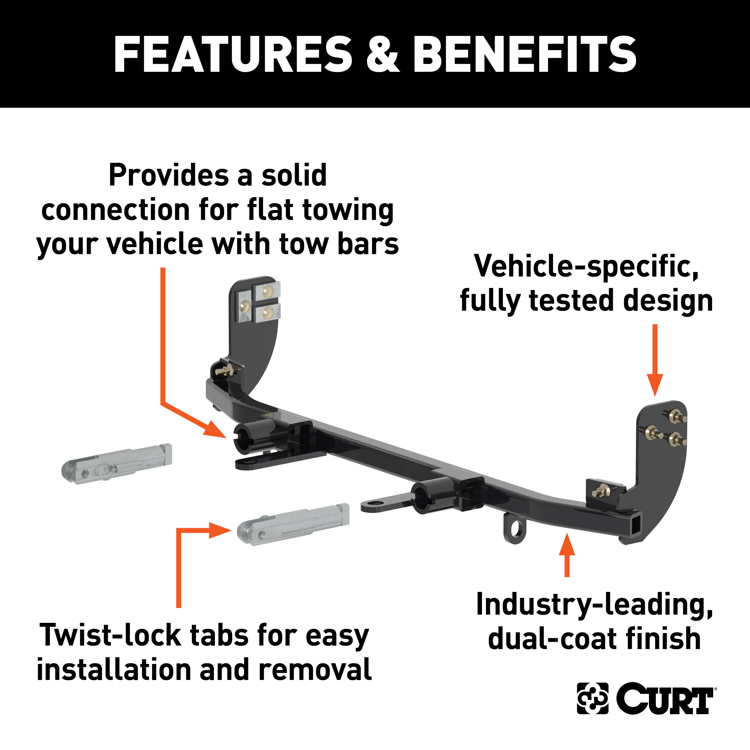 CURT 70116 Custom Tow Bar Base Plate Brackets for Dinghy Towing, Fits Select Chevrolet Sonic thumbnail 1