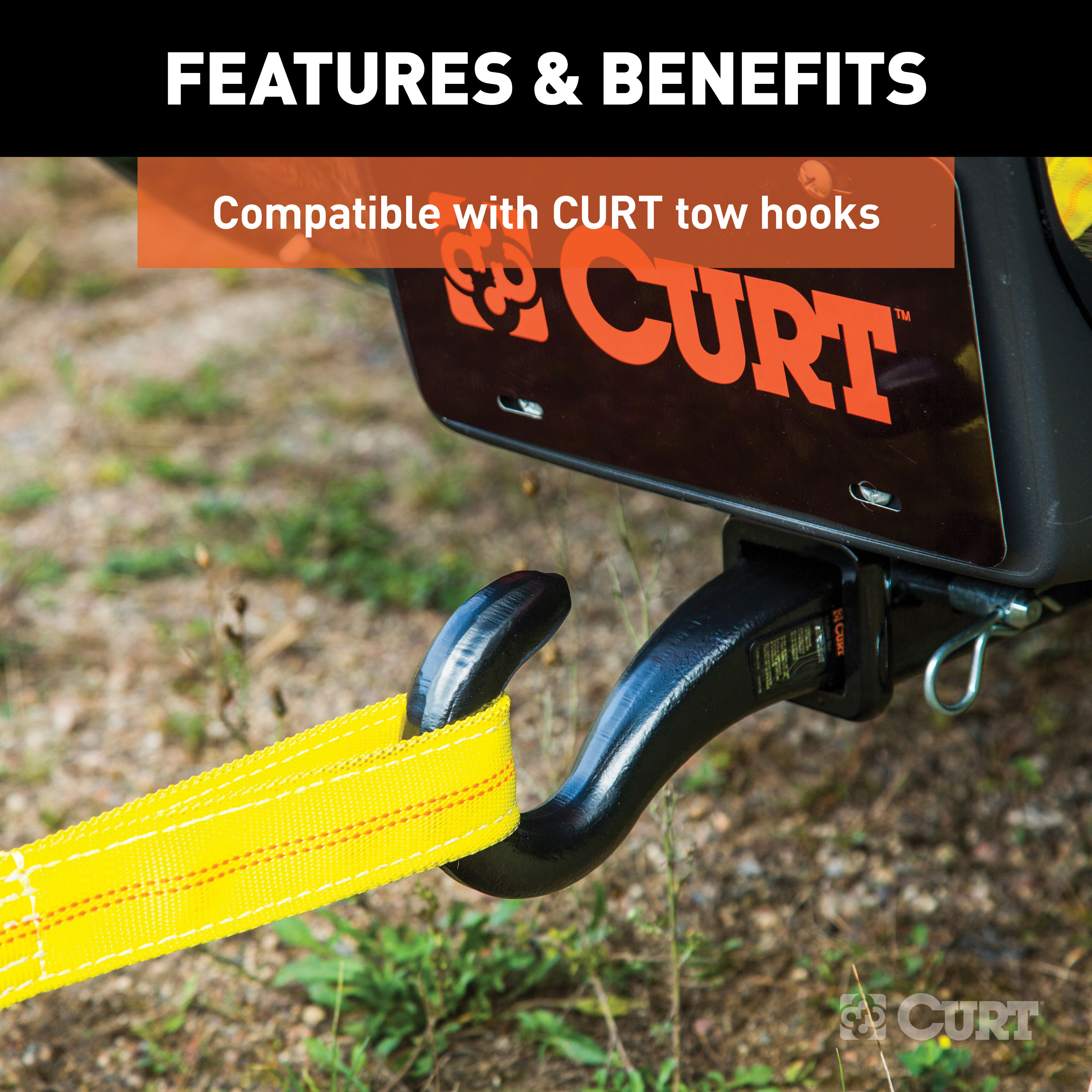 CURT 83066 30-Foot Yellow Nylon Recovery Tow Strap, 18,000 lbs Break Strength thumbnail 3