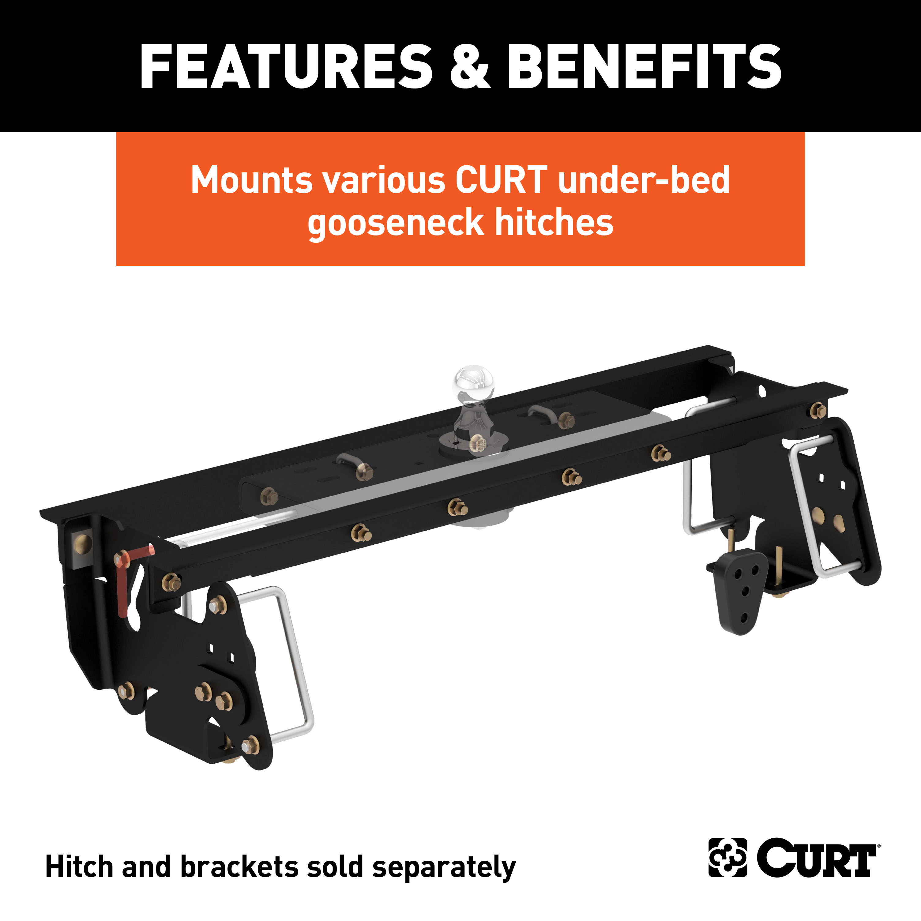 CURT 60661 Under-Bed Gooseneck Installation Brackets, Fits Select Dodge, Ram 2500, 3500 thumbnail 1