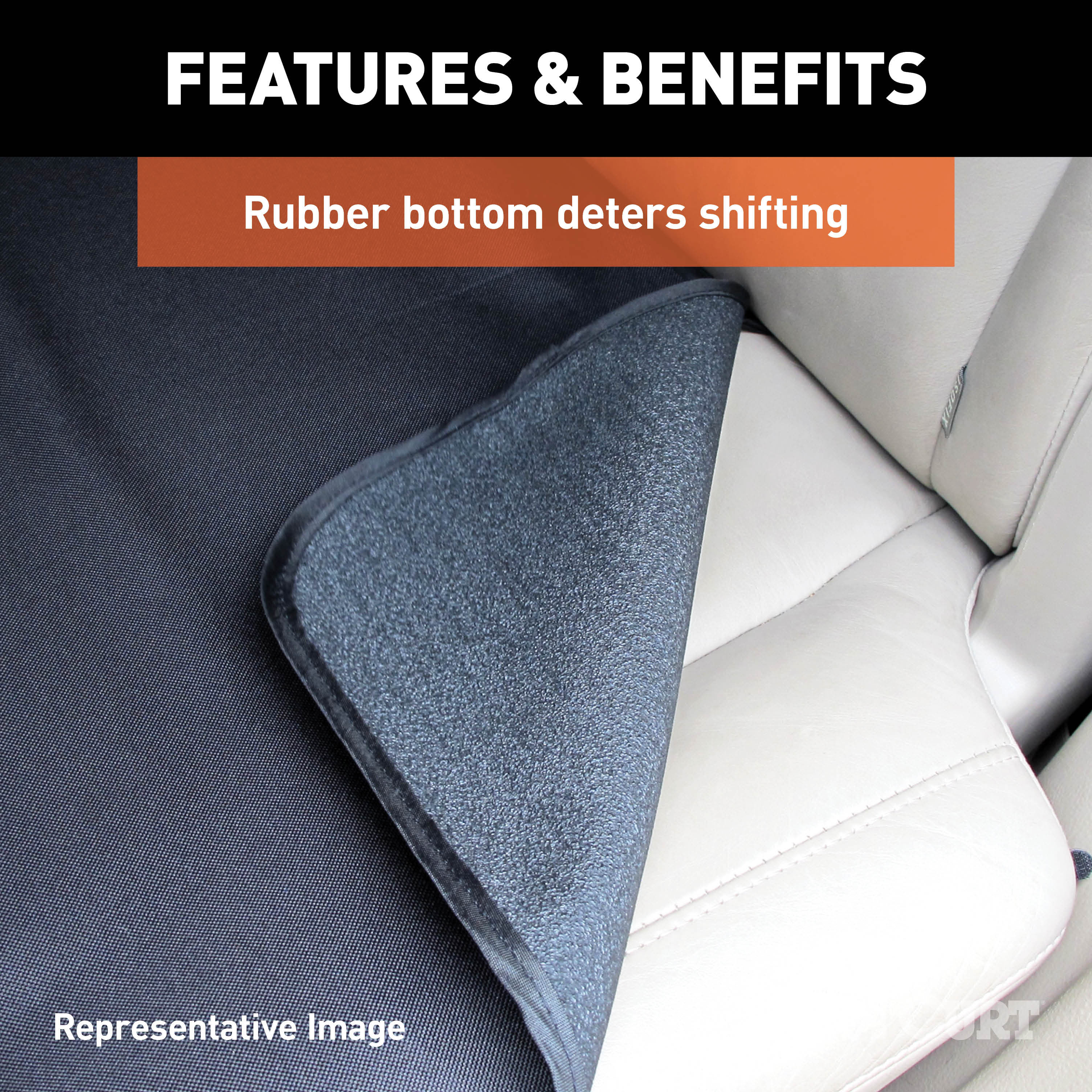 CURT 18510 Seat Defender 58-Inch x 55-Inch Grey Waterproof Universal Bench Car Seat Cover Protector thumbnail 4