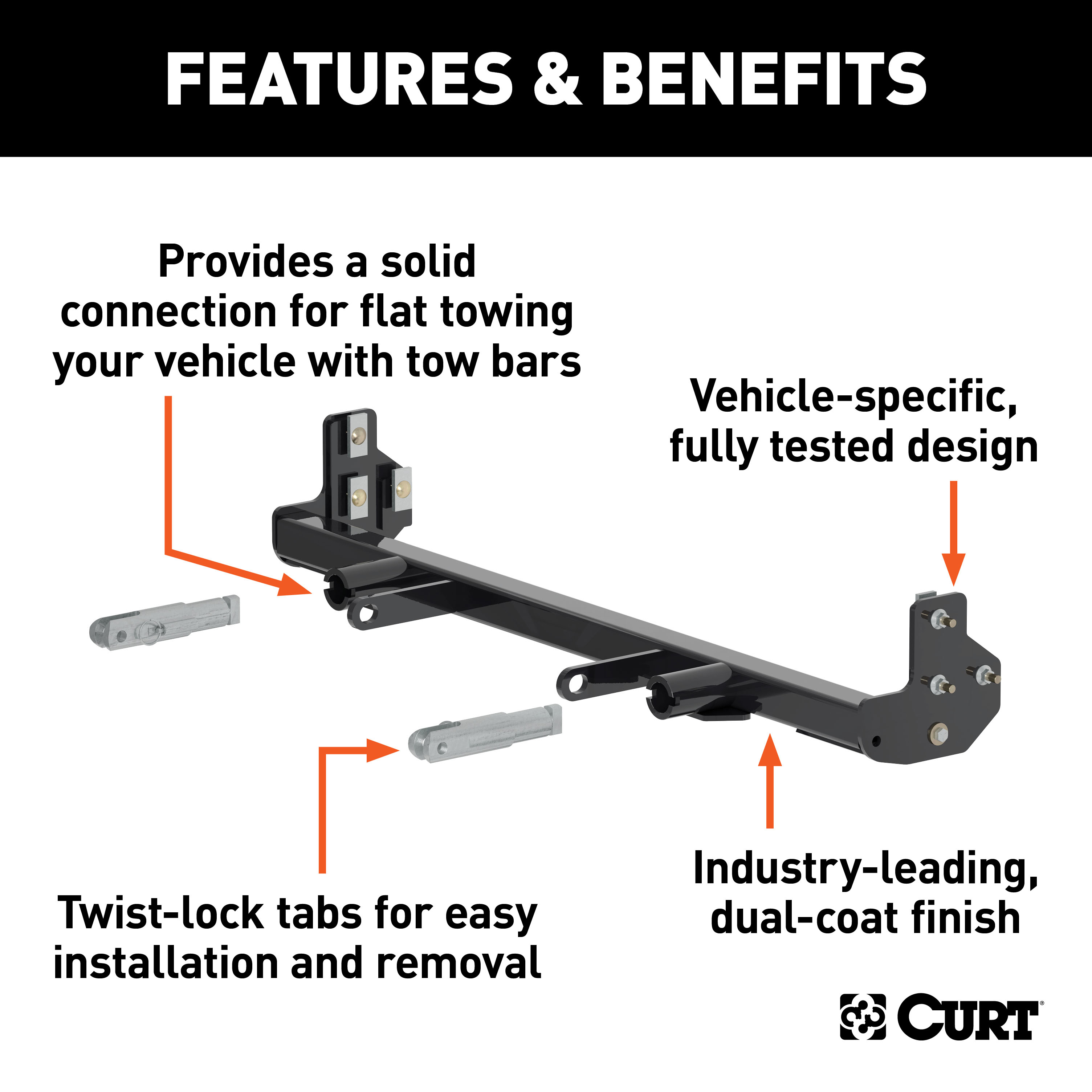 CURT 70109 Custom Tow Bar Base Plate Brackets for Dinghy Towing, Fits Select Chevrolet Equinox, GMC Terrain thumbnail 1