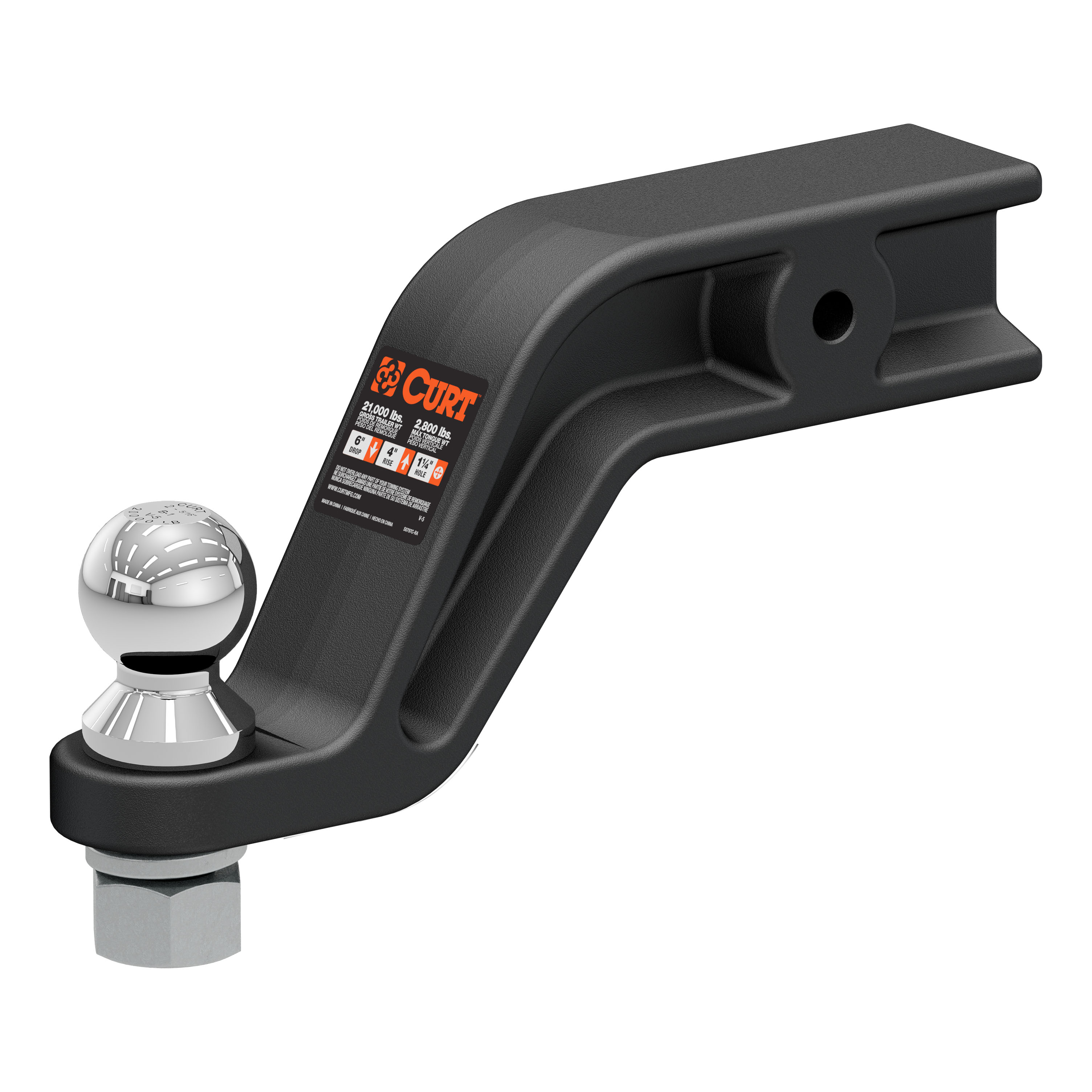 CURT 45376 Forged Trailer Hitch Mount with 2-5/16-Inch Ball, Fits 3-Inch Receiver, 20,000 lbss, 6-In Drop thumbnail 0