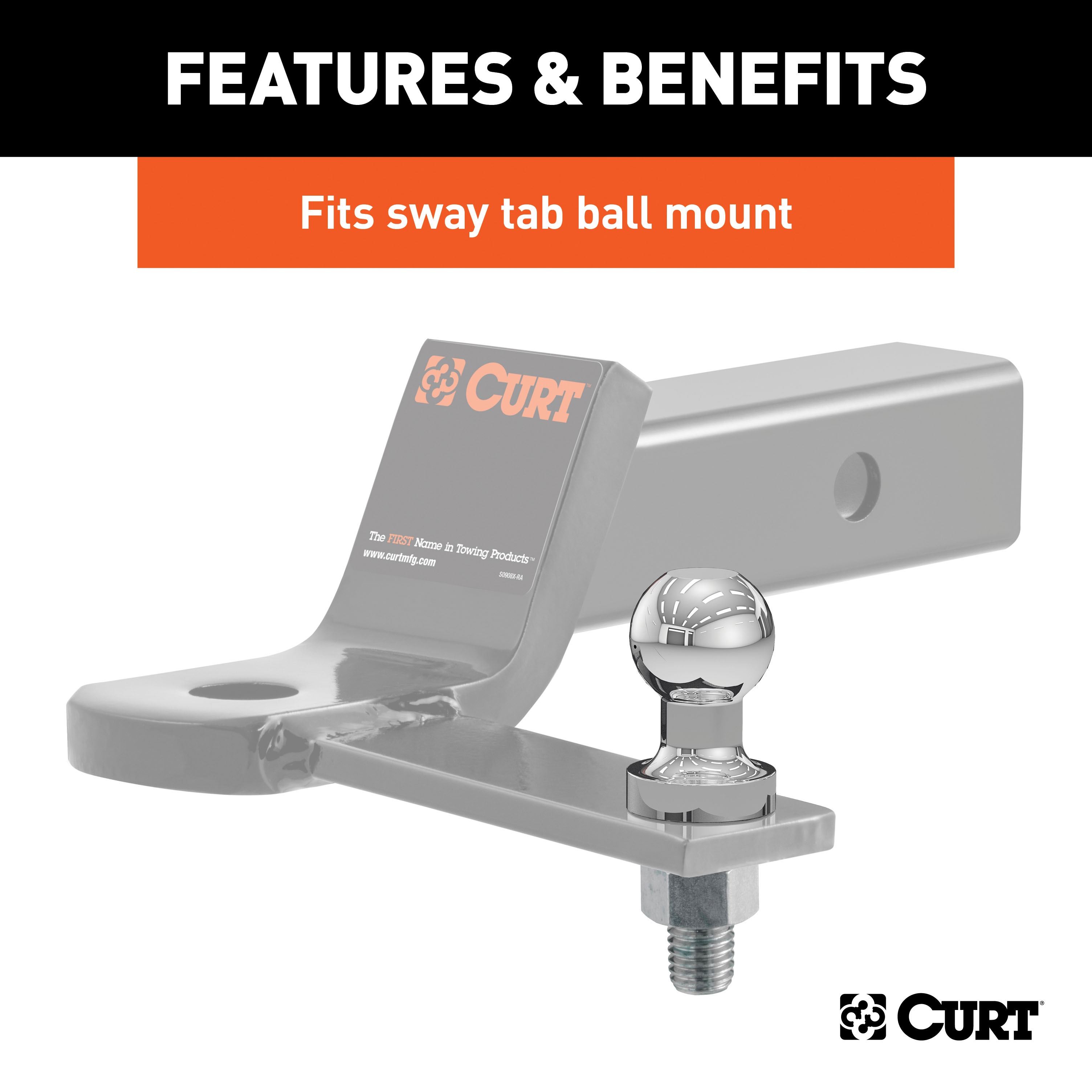 CURT 40010 Replacement Trailer Sway Control Ball, 1-1/4-Inch Diameter, 5/8 x 1-3/4-In Shank, Packaged thumbnail 6