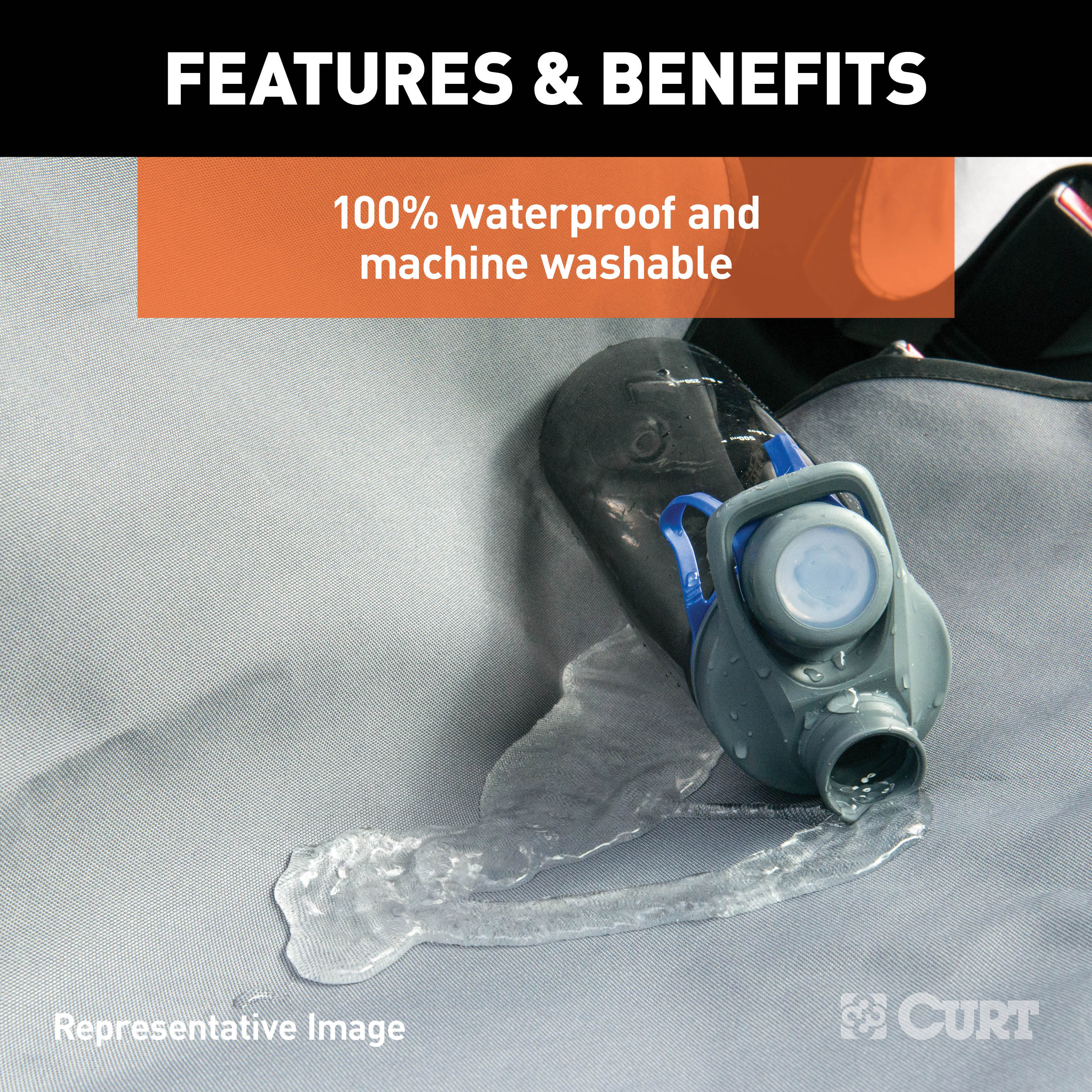 CURT 18520 Seat Defender 58-Inch x 63-Inch Grey Waterproof Universal Extra-Large Bench Truck Seat Cover Protector thumbnail 5