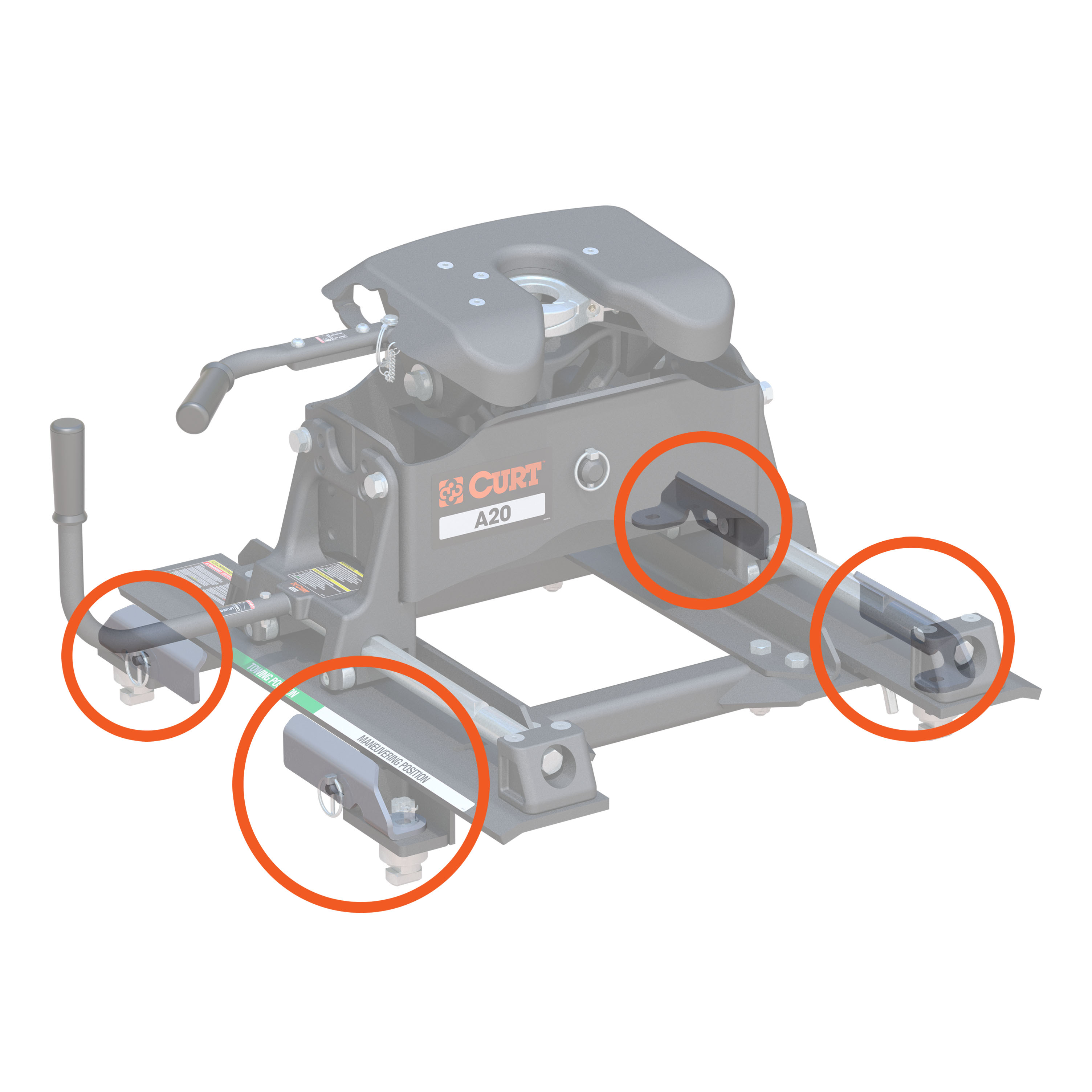 CURT 19207 Replacement 5th Wheel Puck System Handles, Compatible with Chevrolet, GMC, Fits 16023 thumbnail 1