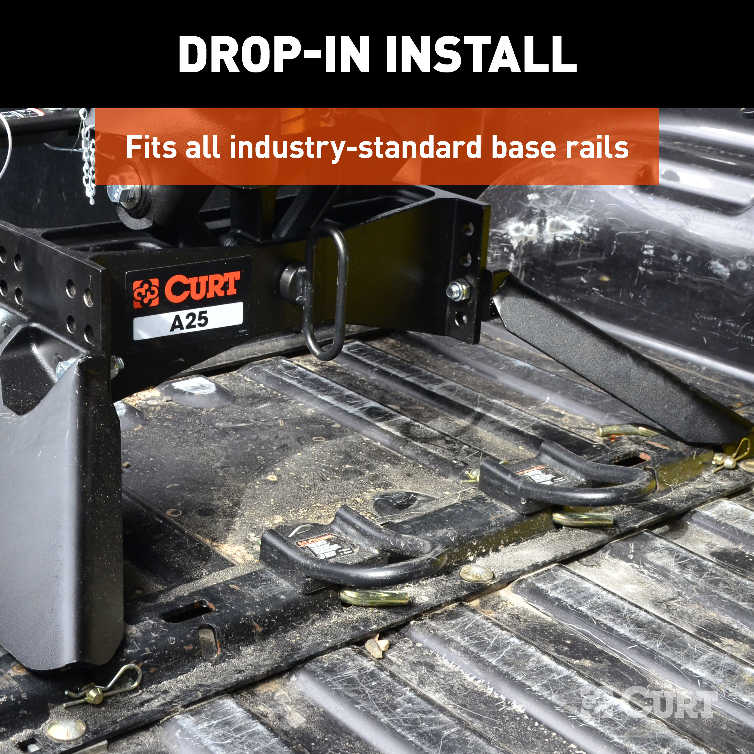 CURT 16000 5th Wheel Hitch Safety Chain Anchors, Fits Industry-Standard Rails thumbnail 3