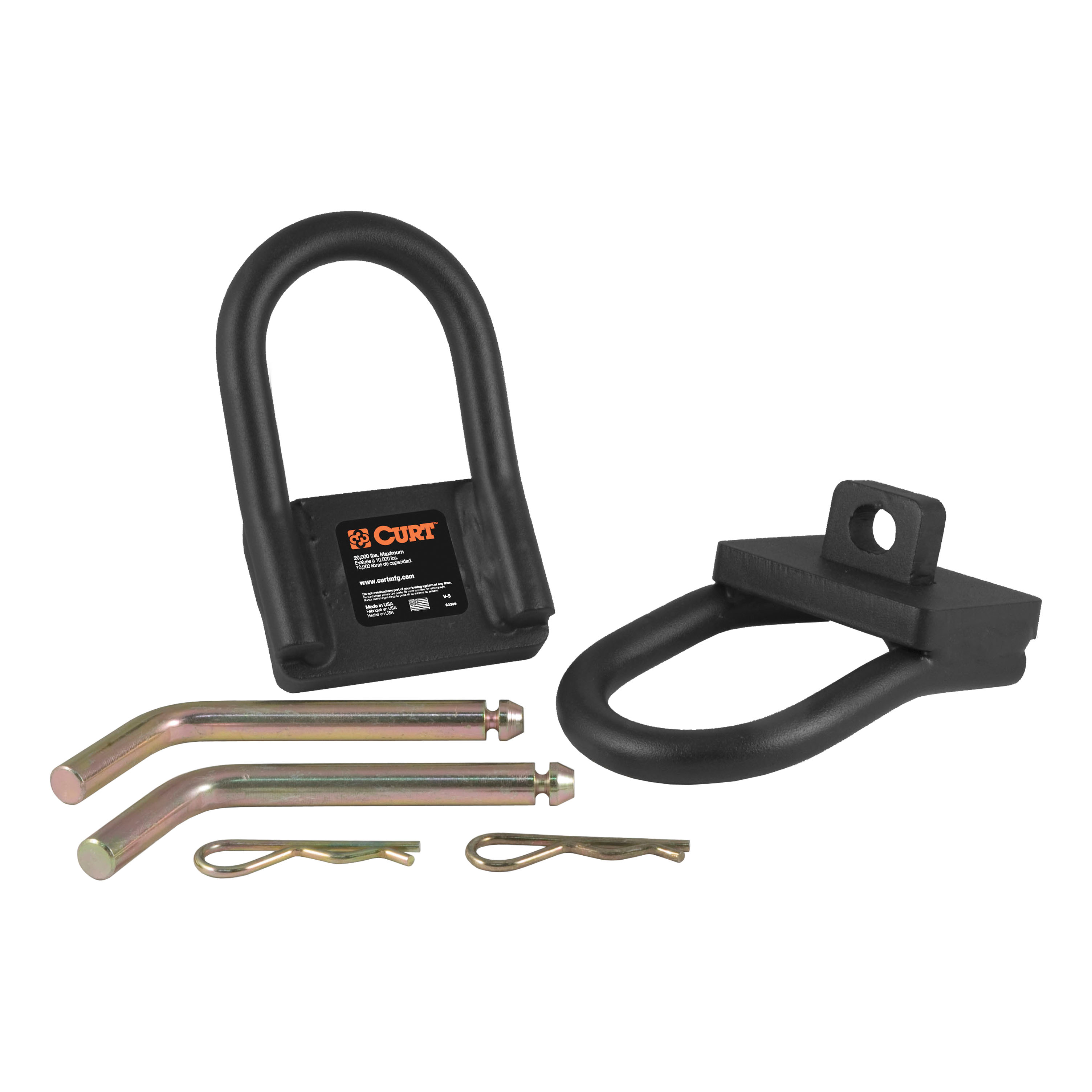 CURT 16000 5th Wheel Hitch Safety Chain Anchors, Fits Industry-Standard Rails thumbnail 0