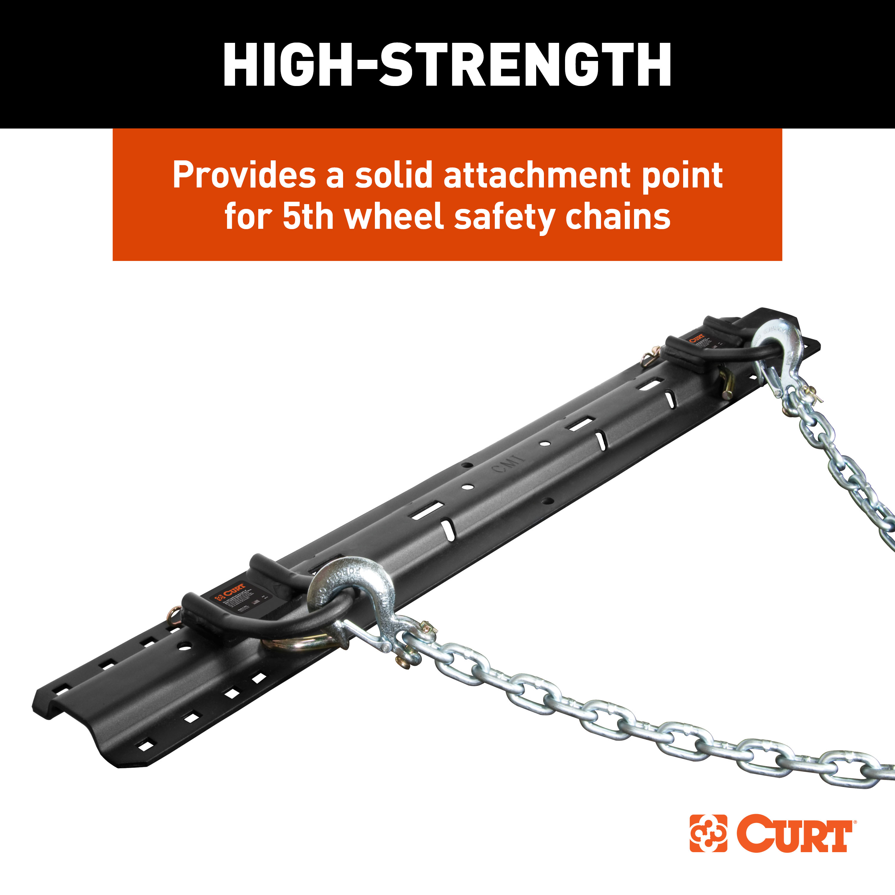 CURT 16000 5th Wheel Hitch Safety Chain Anchors, Fits Industry-Standard Rails thumbnail 2
