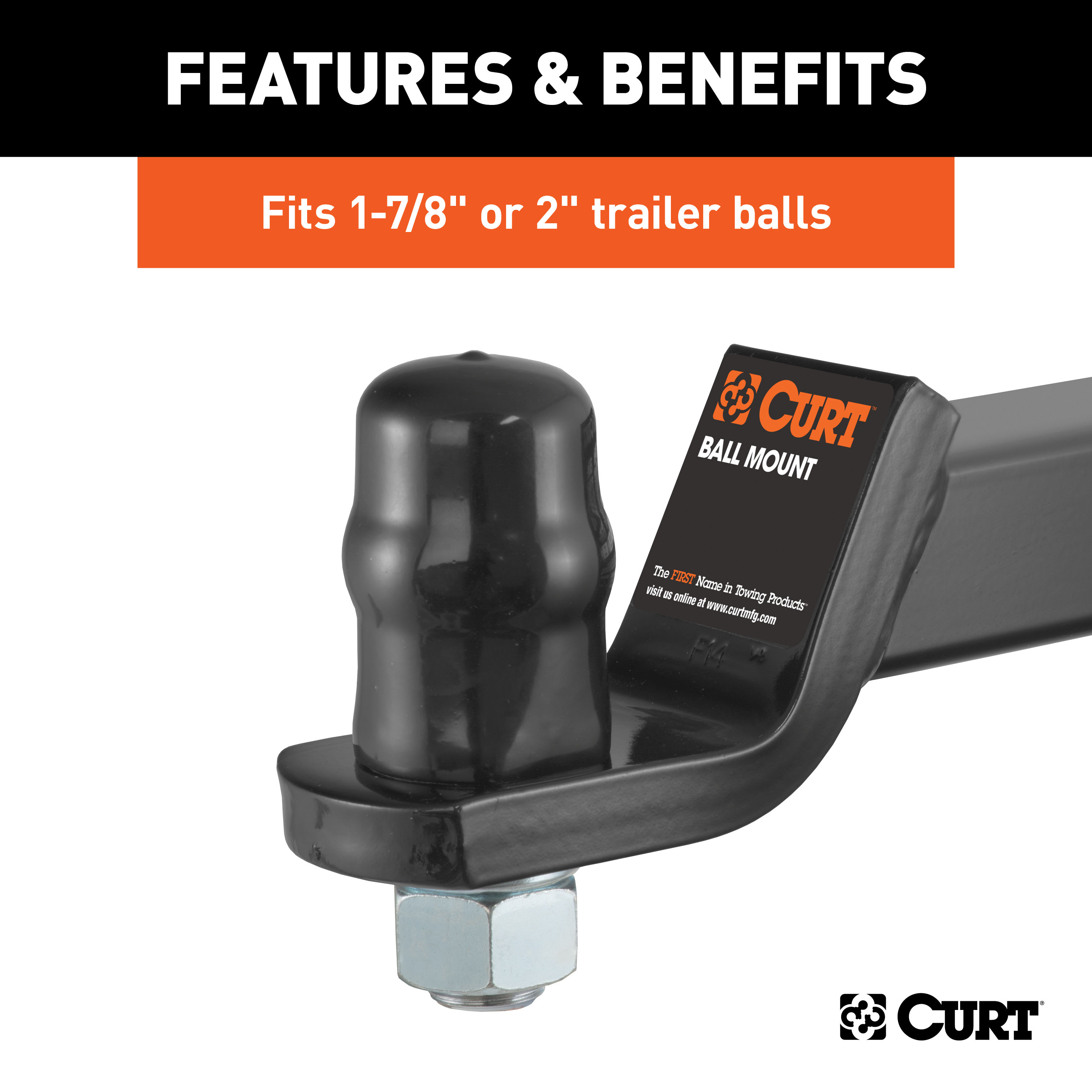 CURT 21800 Black Rubber Trailer Hitch Ball Cover, 1-7/8 or 2-Inch Diameter thumbnail 3