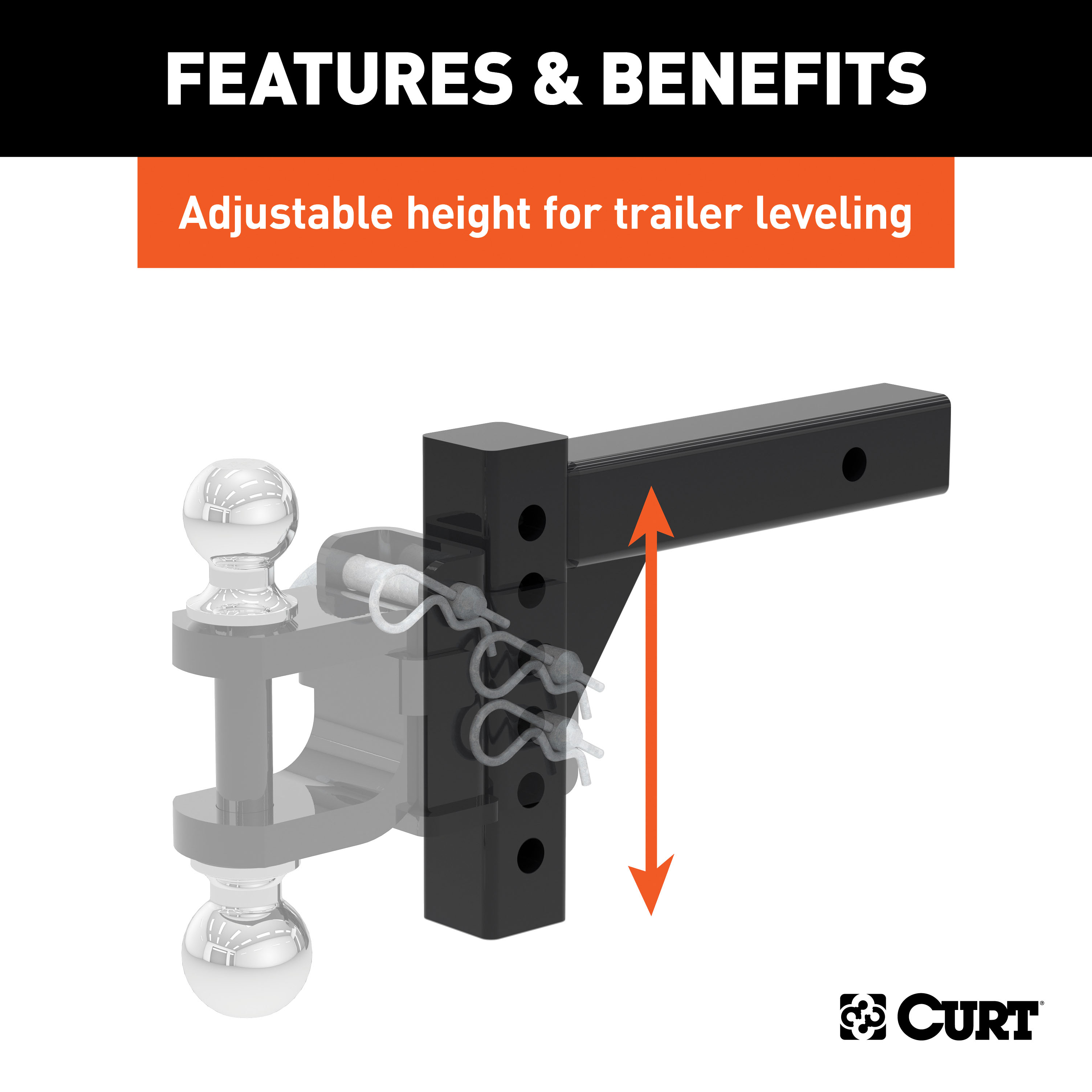 CURT 45059 Replacement Shank for Adjustable Trailer Hitch Ball Mount #45799 or #45049, Fits 2-Inch Receiver thumbnail 4