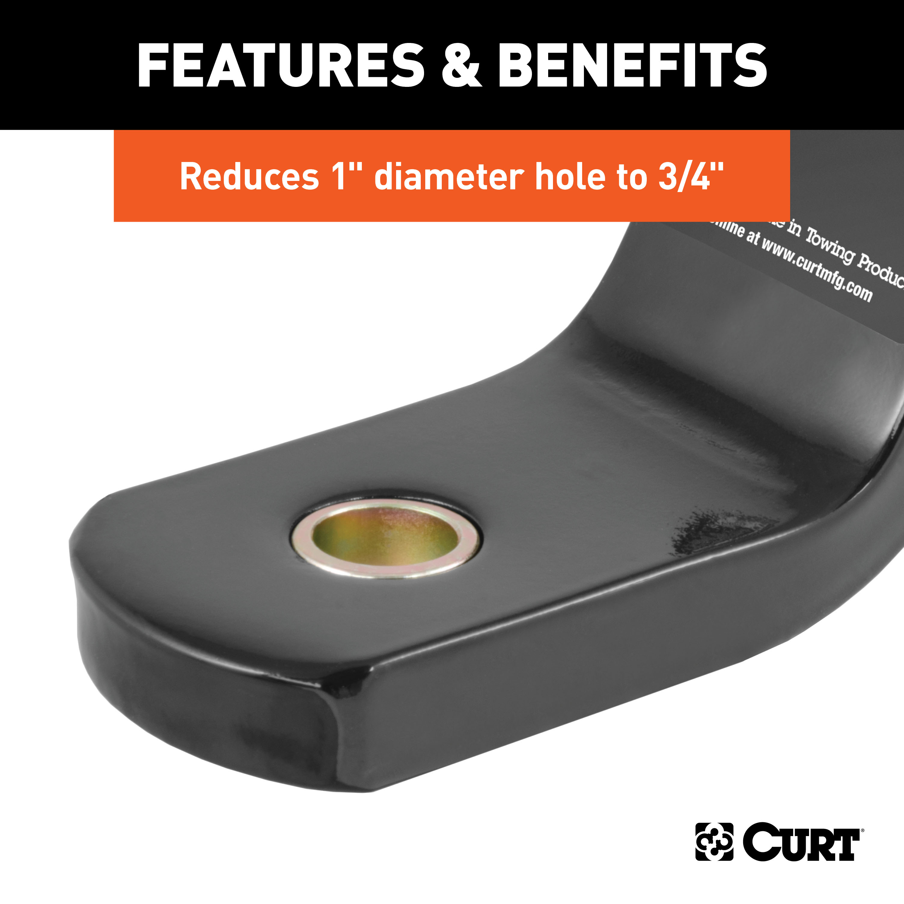 CURT 21100 Trailer Hitch Ball Hole Reducer Bushing, Reduces 1-Inch Diameter to 3/4-Inch Stem thumbnail 3