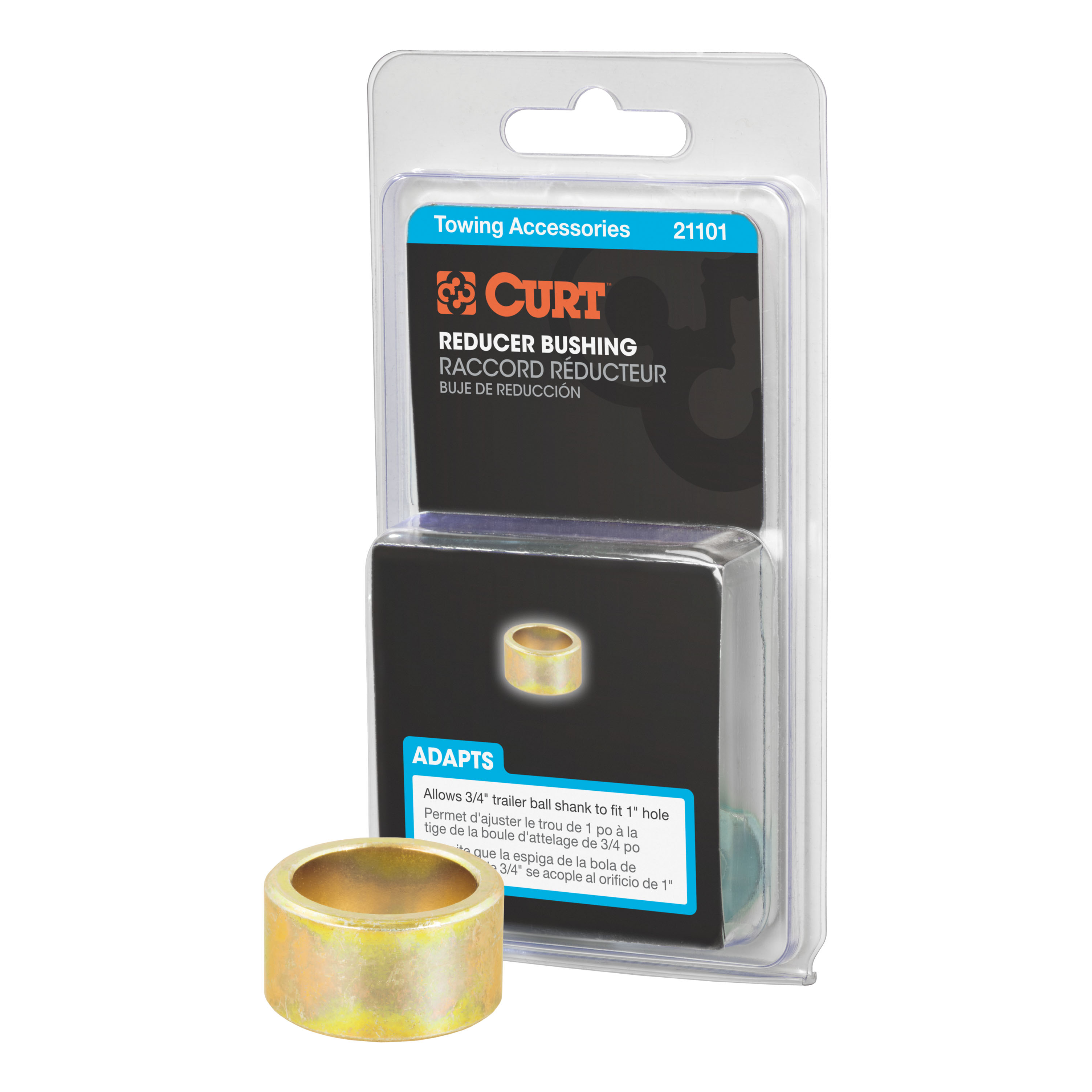 CURT 21101 Trailer Hitch Ball Hole Reducer Bushing, Reduces 1-Inch Diameter to 3/4-Inch Stem thumbnail 0