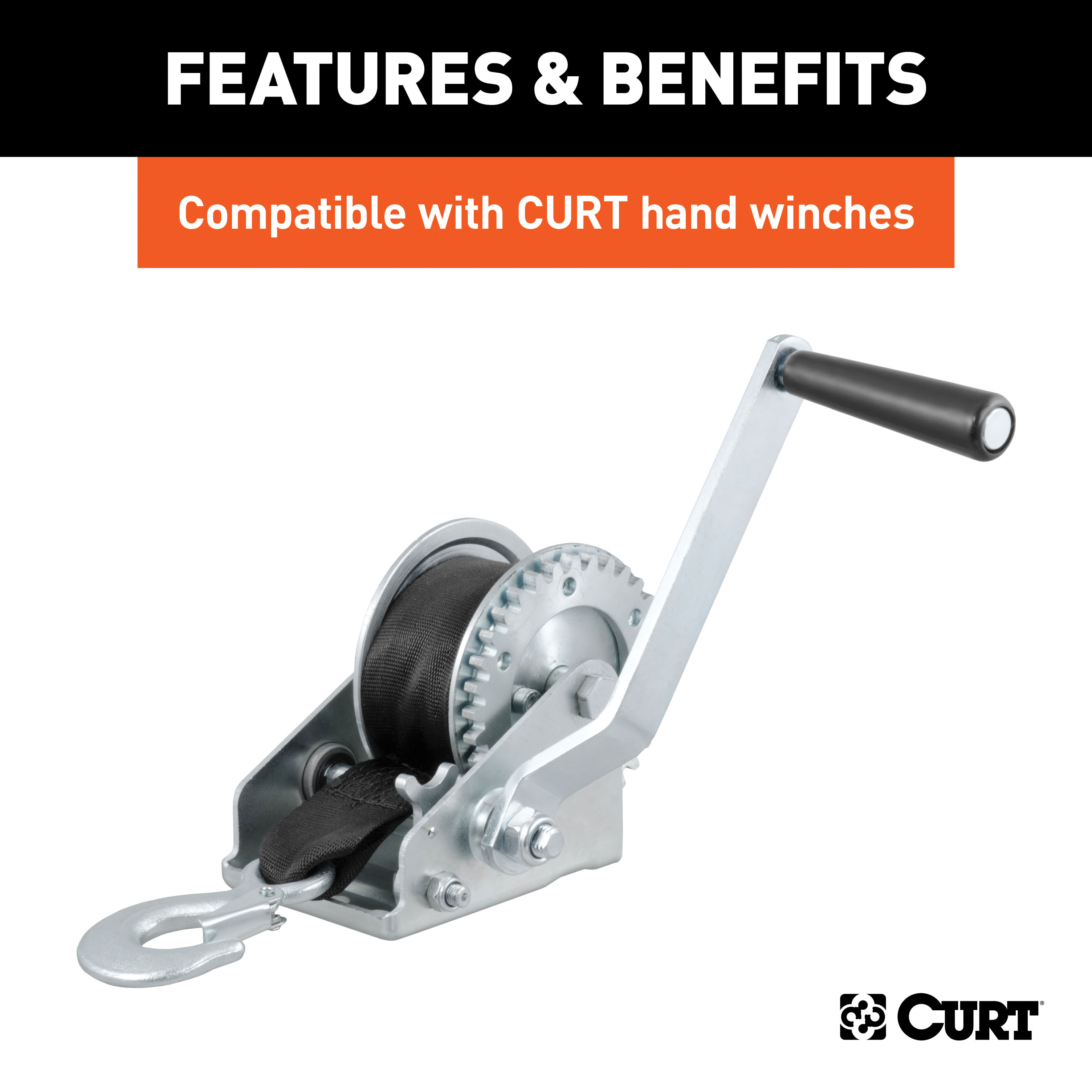 CURT 29451 2-Inch x 20-Foot Nylon Winch Strap with Hook, 3,300 lbs thumbnail 2