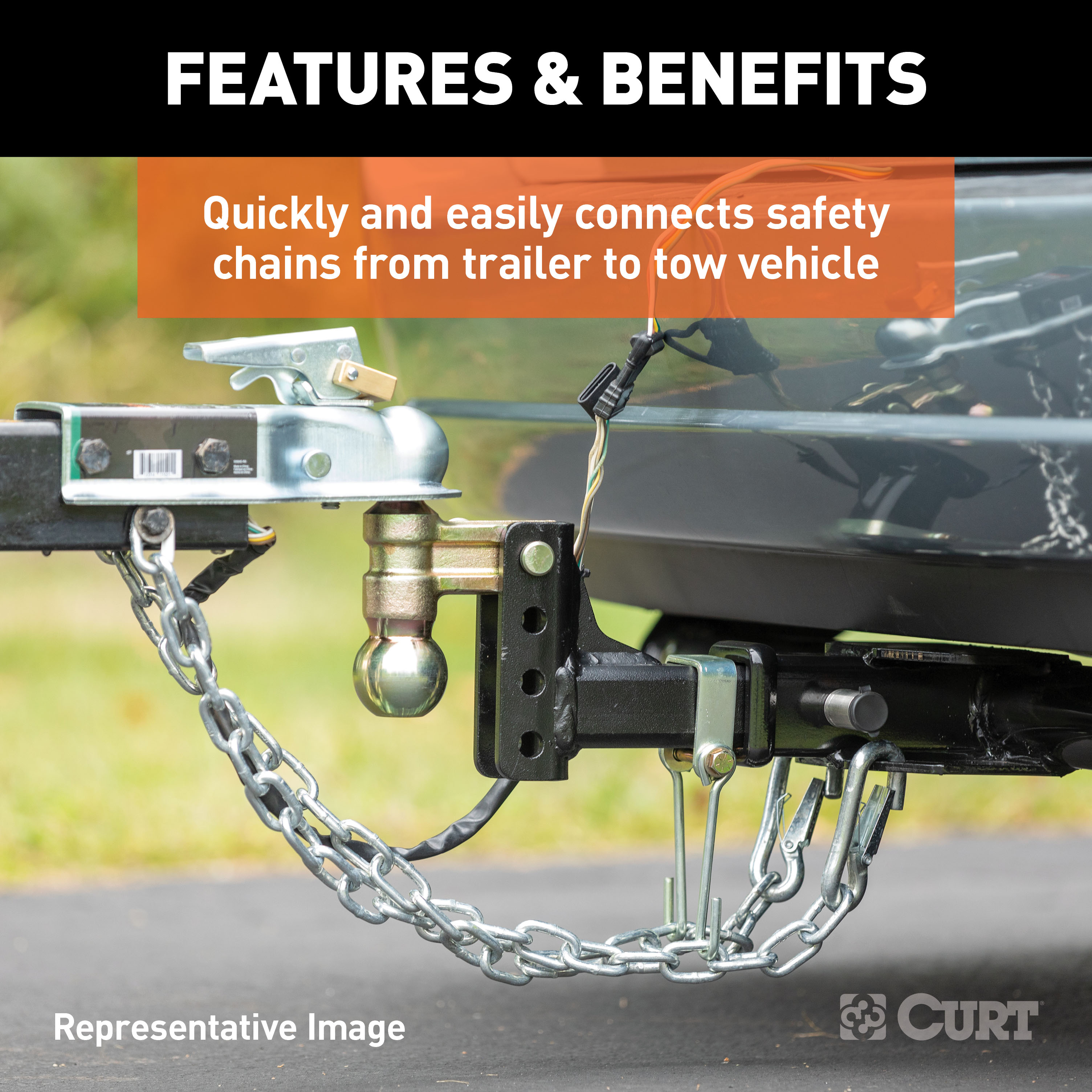 CURT 81277 Snap Hook Trailer Safety Chain Hook Carabiner Clip, 7/16-Inch Diameter, 5,000 lbs thumbnail 2