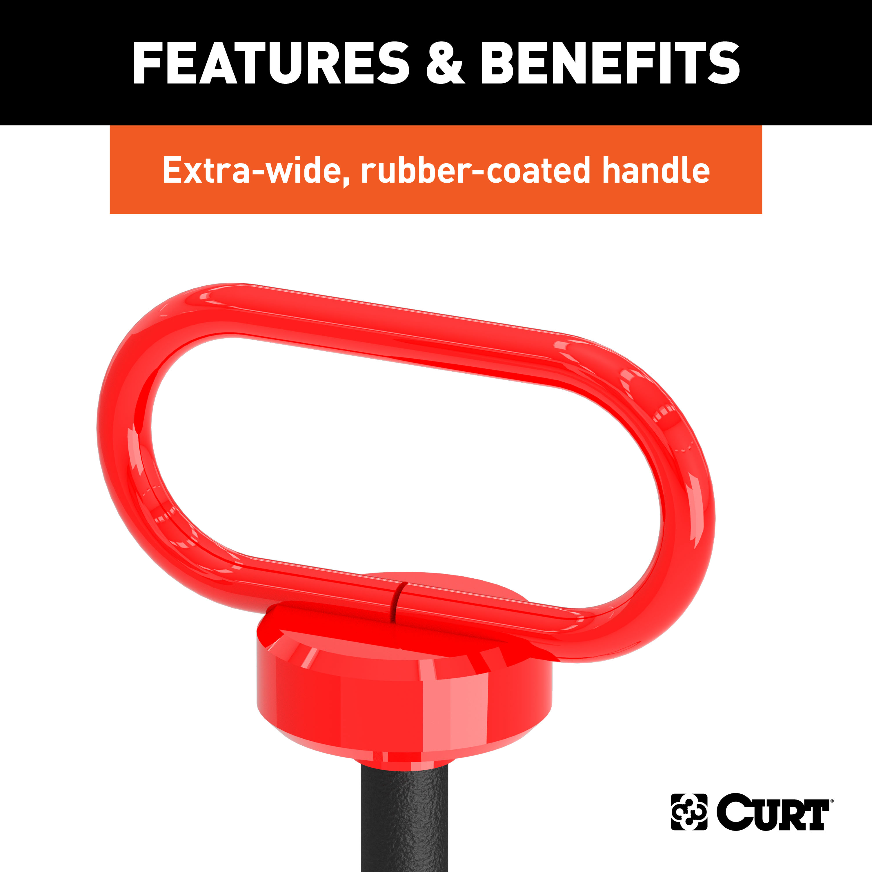 CURT 45805 1/2 x 3-5/8-Inch Clevis Pin Hitch with Rubber-Coated Handle and Clip thumbnail 2