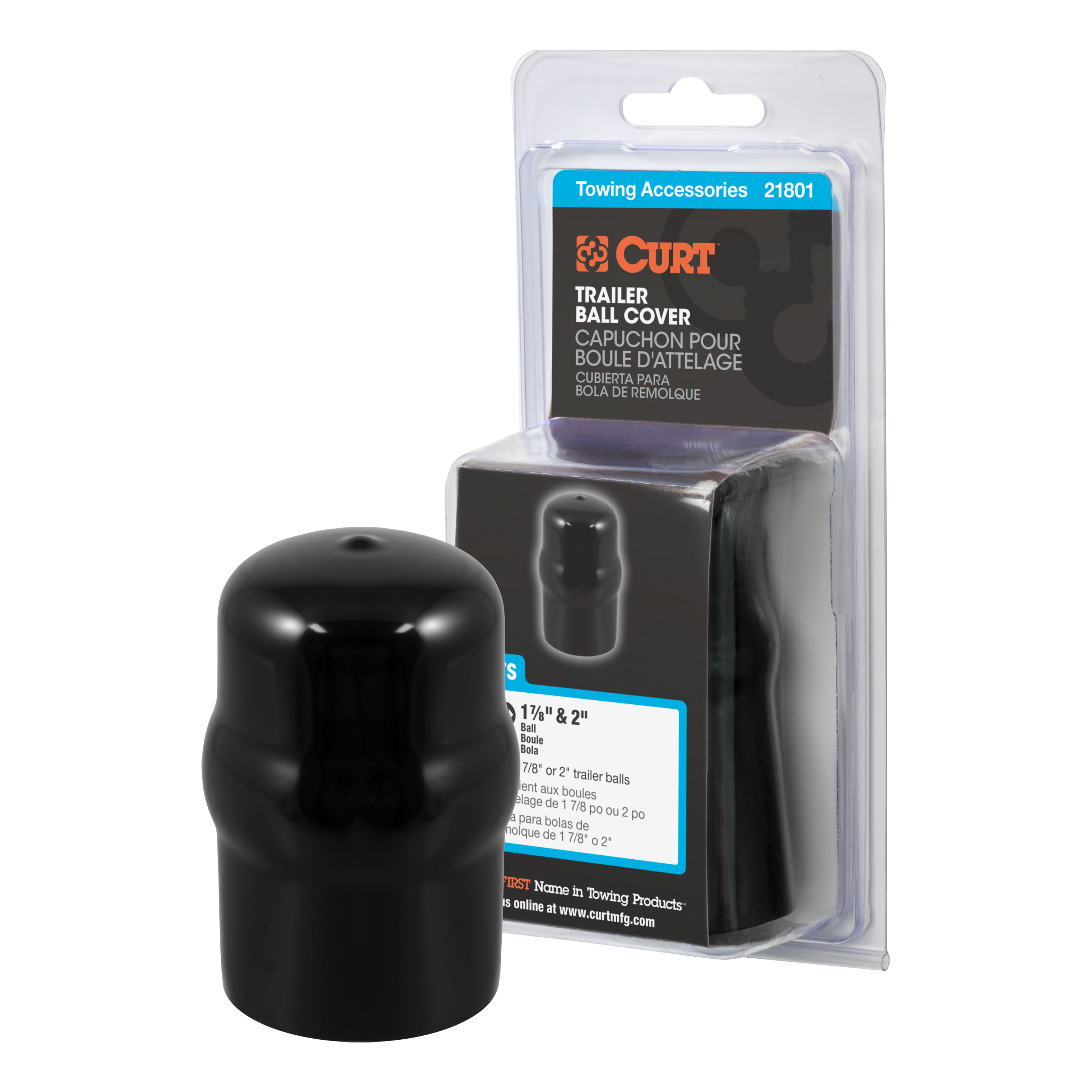 CURT 21801 Black Rubber Trailer Hitch Ball Cover, 1-7/8 or 2-Inch Diameter thumbnail 0