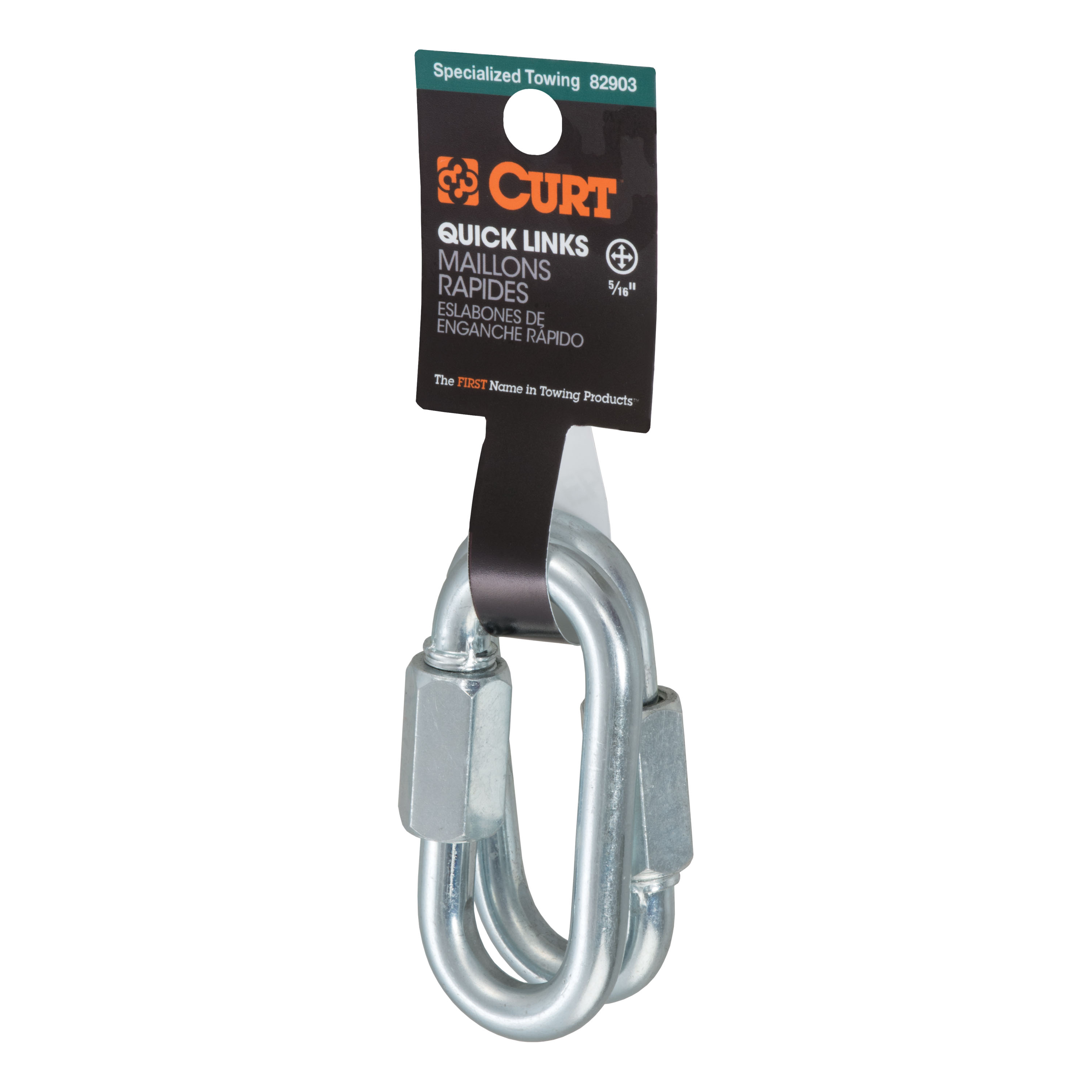 CURT 82903 Threaded Quick Link Trailer Safety Chain Hook Carabiner Clips, 5/16-Inch Diameter, 1,760 lbs., 2-Pack thumbnail 3