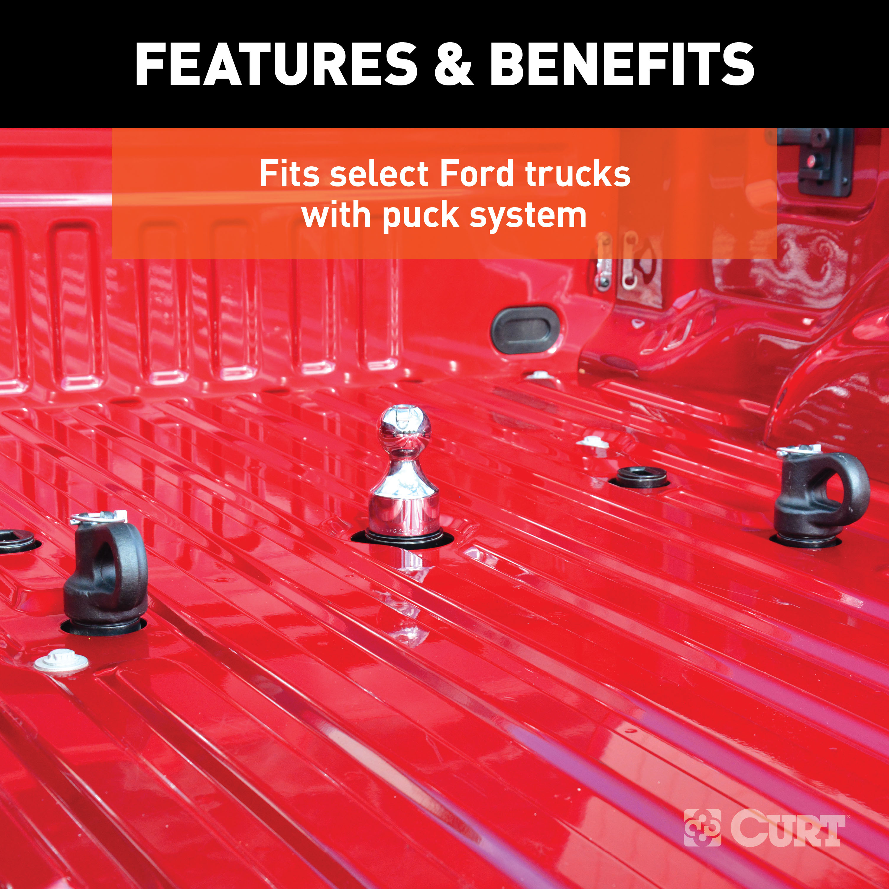 CURT 60691 OEM Puck System Gooseneck Safety Chain Anchors, 30K, Fits Select Silverado, Sierra 2500, 3500 HD, F-250, F-350, Nissan Titan XD thumbnail 5