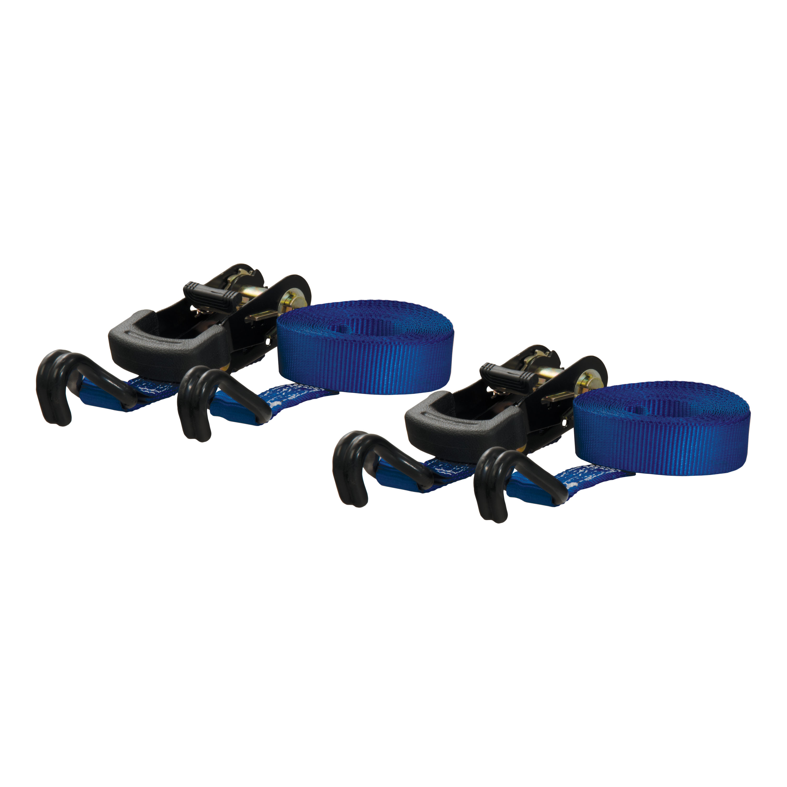 CURT 83020 1-Inch x 16-Foot Blue Nylon Ratchet Straps, 2,200 lbs. Break Strength, 2-Pack thumbnail 0