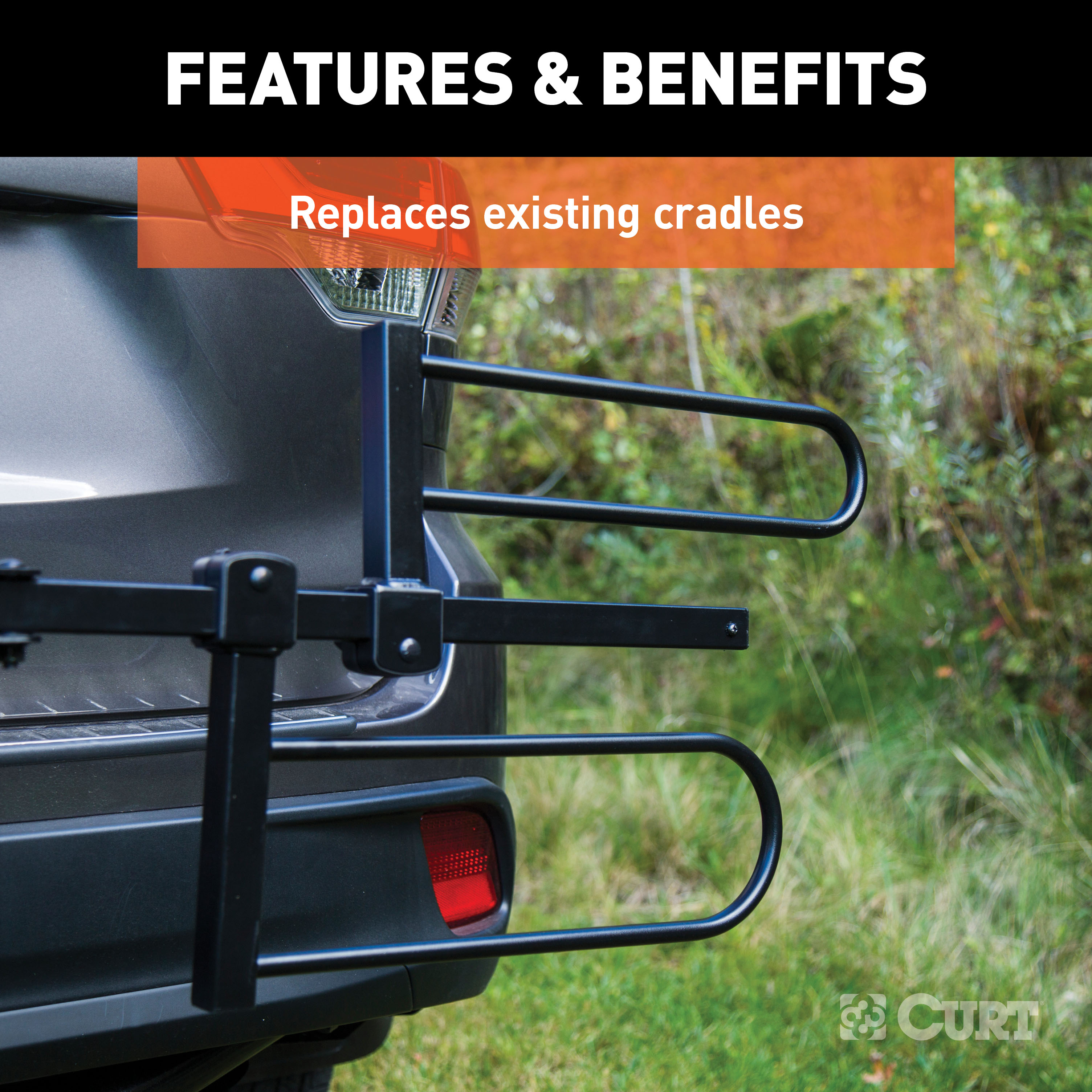 CURT 18091 Tray-Style Bike Rack Cradles for Fat Tires Up to 4-7/8 Inches Wide, 2-Pack thumbnail 3