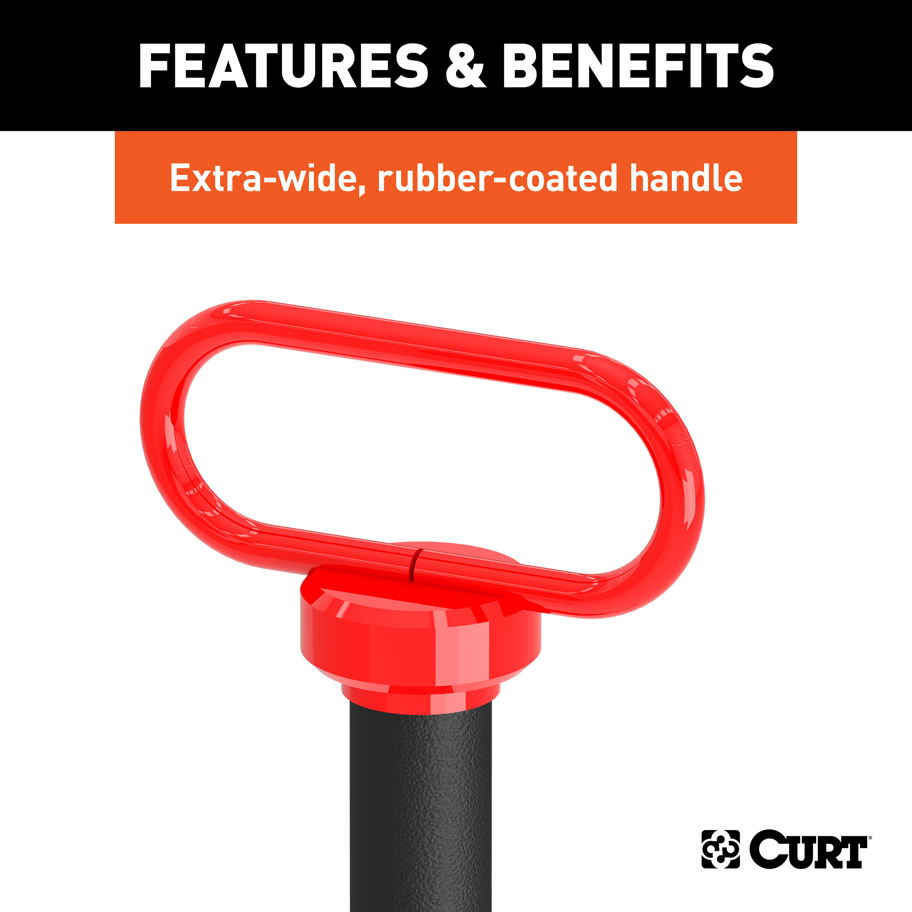 CURT 45803 1 x 5-1/2-Inch Clevis Pin Hitch with Rubber-Coated Handle and Clip thumbnail 2