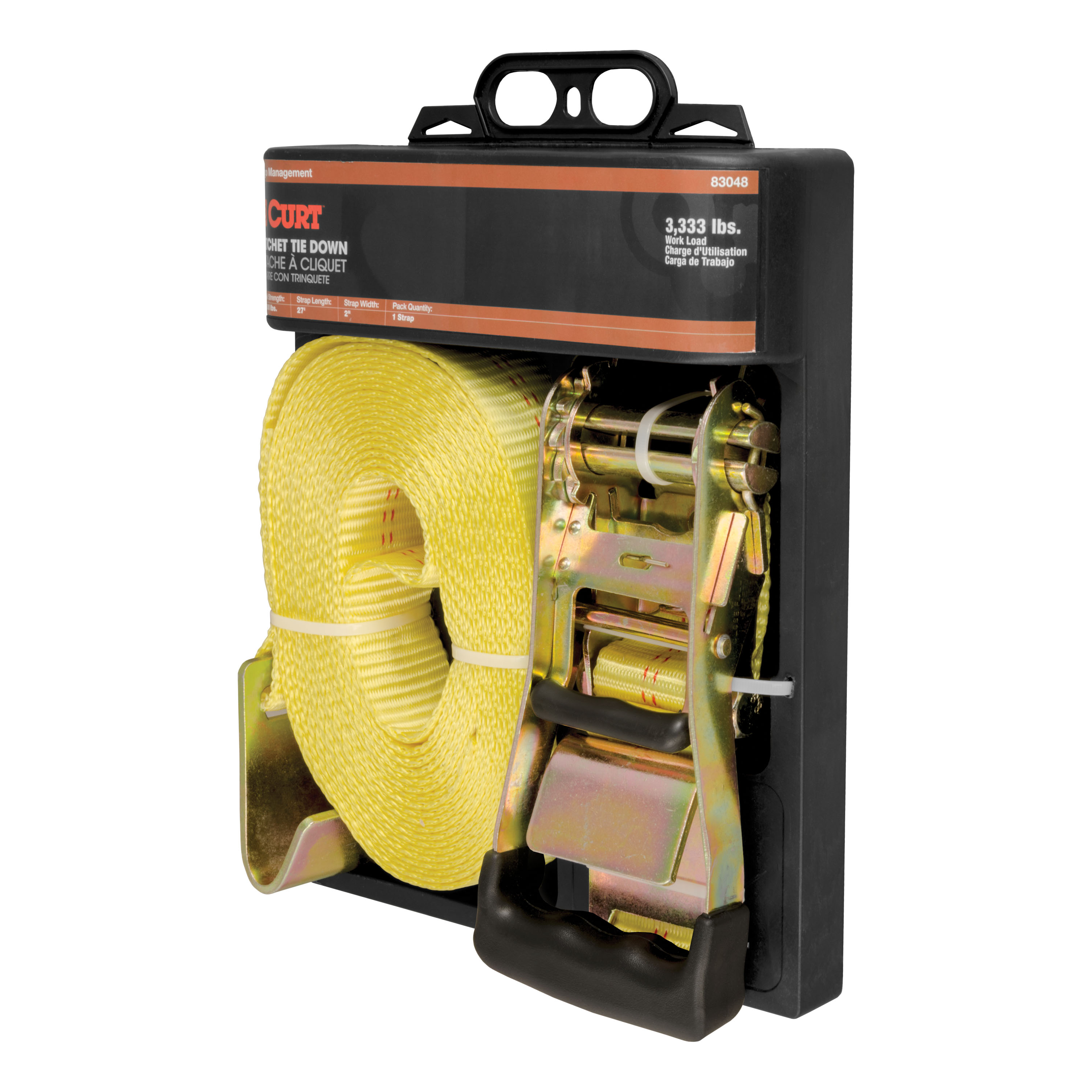CURT 83048 2-Inch x 27-Foot Yellow Nylon Ratchet Strap, 10,000 lbs. Break Strength thumbnail 6