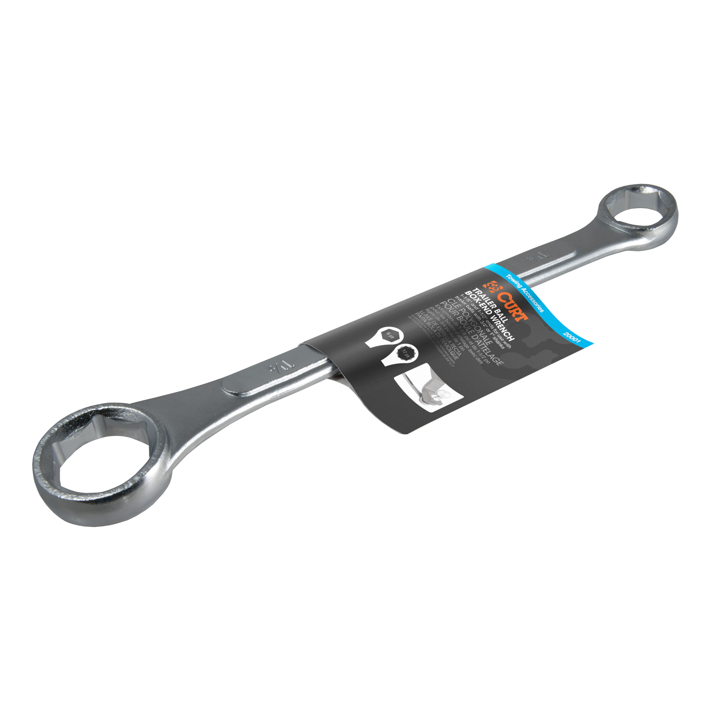 CURT 20001 Box End Wrench, 1-1/8, 1-1/2-Inch Openings, Torque Trailer Hitch Balls with 3/4 or 1-Inch Diameter Shank thumbnail 5