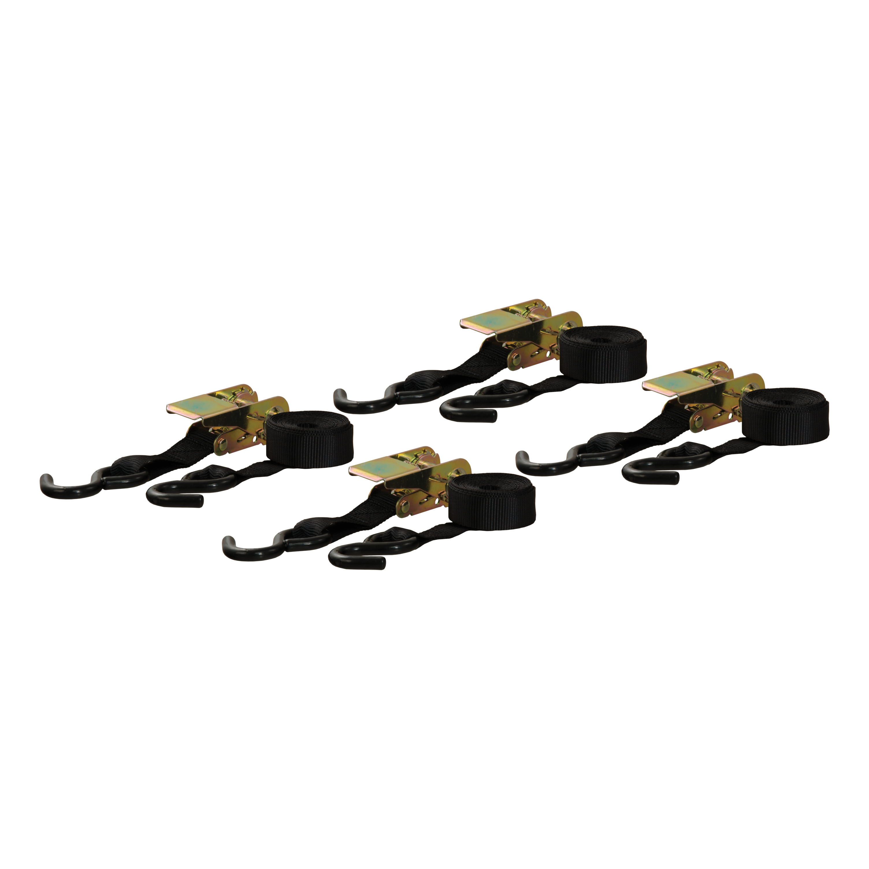 CURT 83010 1-Inch x 16-Foot Black Nylon Ratchet Straps, 1,500 lbs. Break Strength, 4-Pack thumbnail 0
