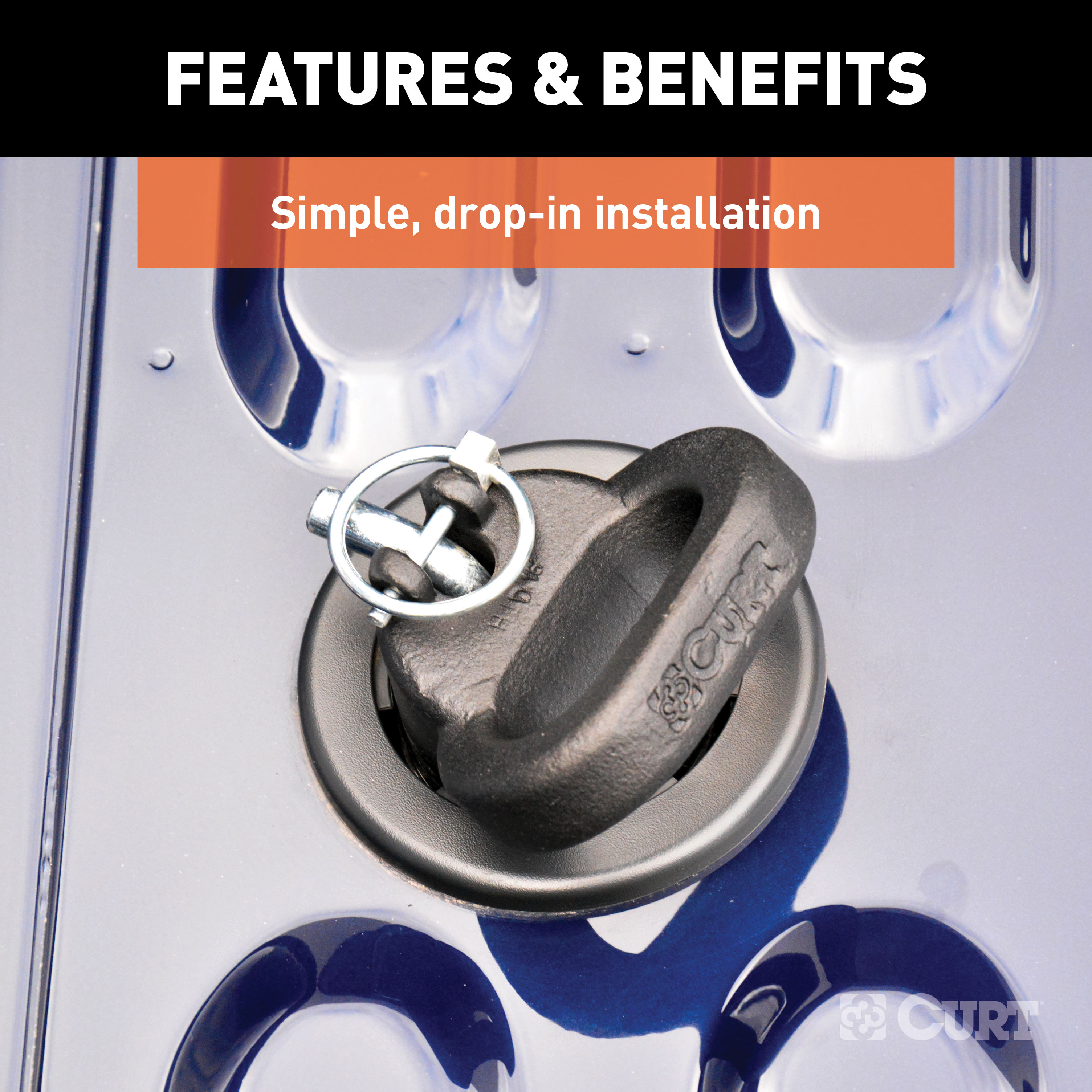 CURT 60698 OEM Puck System Gooseneck Safety Chain Anchors, 38K, Select Ram 2500, 3500 thumbnail 2