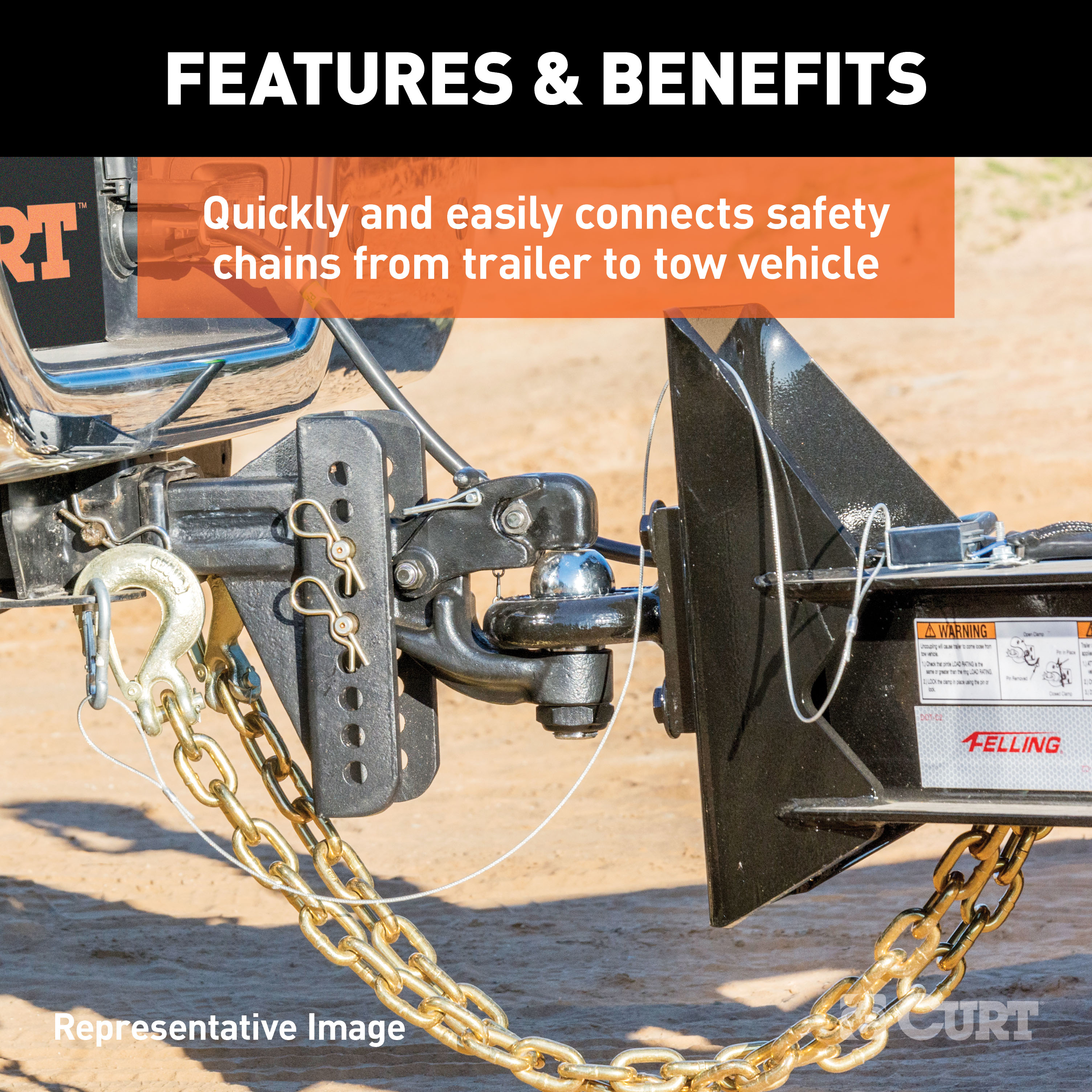 CURT 81950 5/16-Inch Forged Steel Clevis Slip Hook with Safety Latch, 18,000 lbs, 3/4-In Opening, 5/16" Pin thumbnail 2