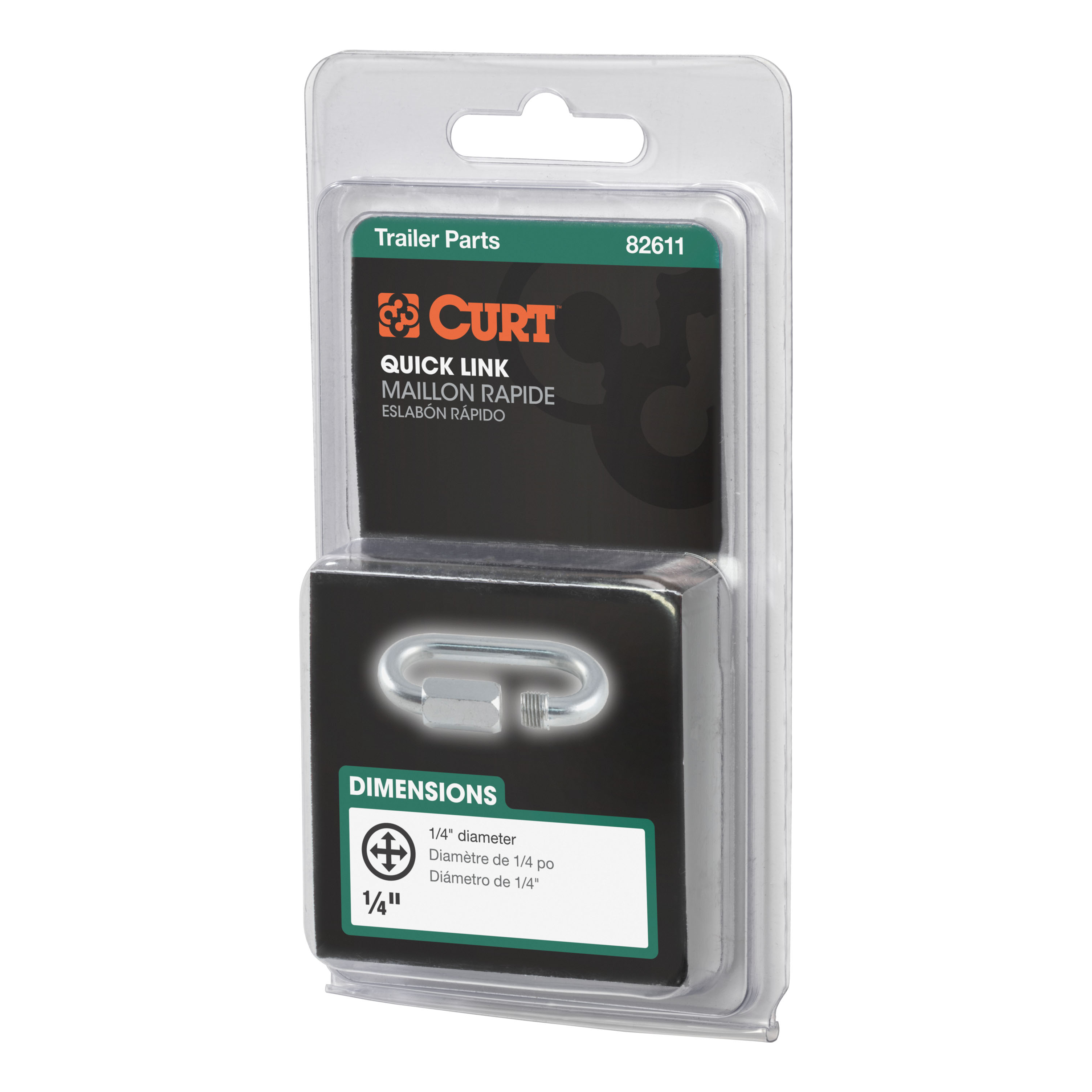 CURT 82611 Threaded Quick Link Trailer Safety Chain Hook Carabiner Clip, 1/4-Inch Diameter, 4,400 lbs Break Strength thumbnail 3