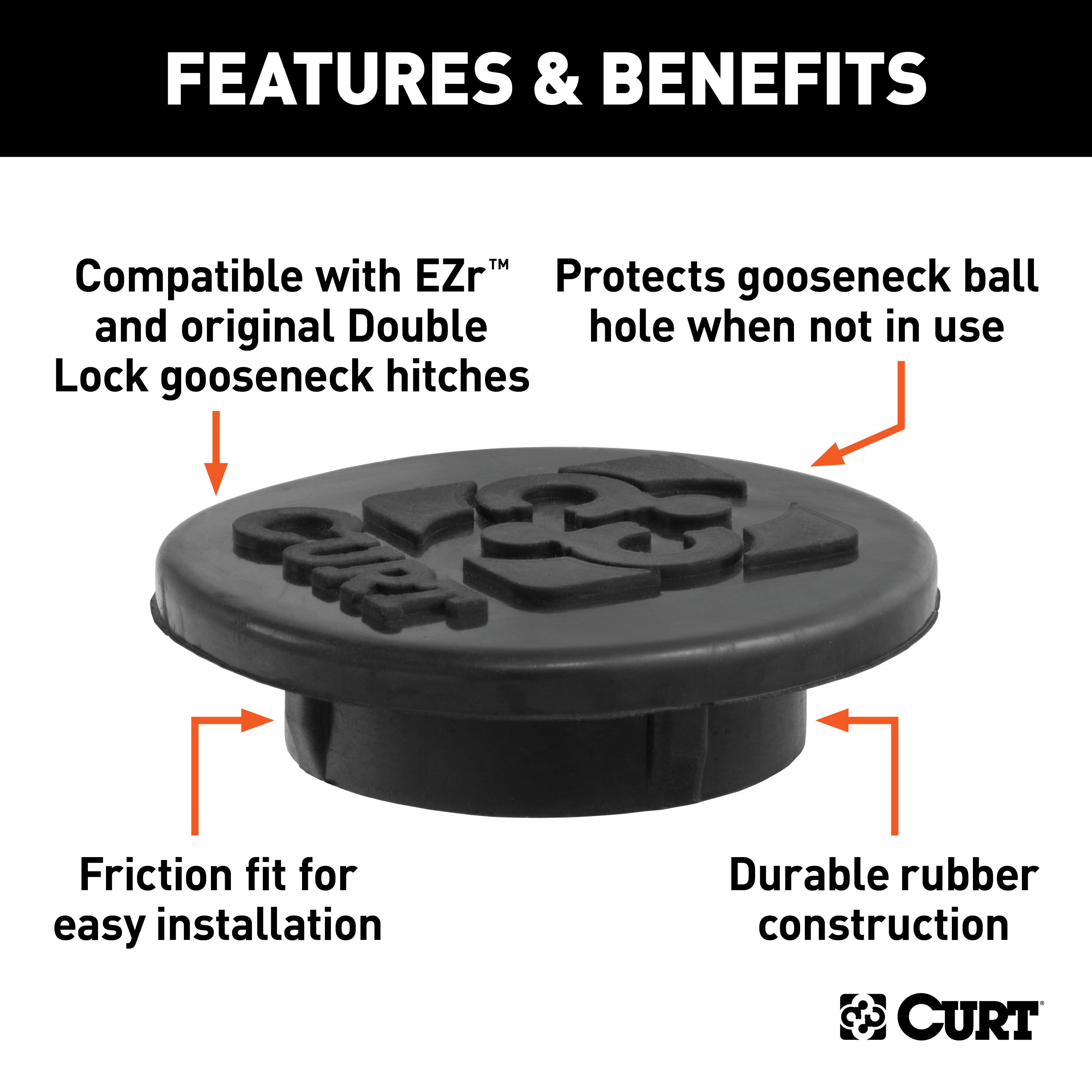 CURT 66165 Replacement Black Rubber Gooseneck Hitch Cover thumbnail 1