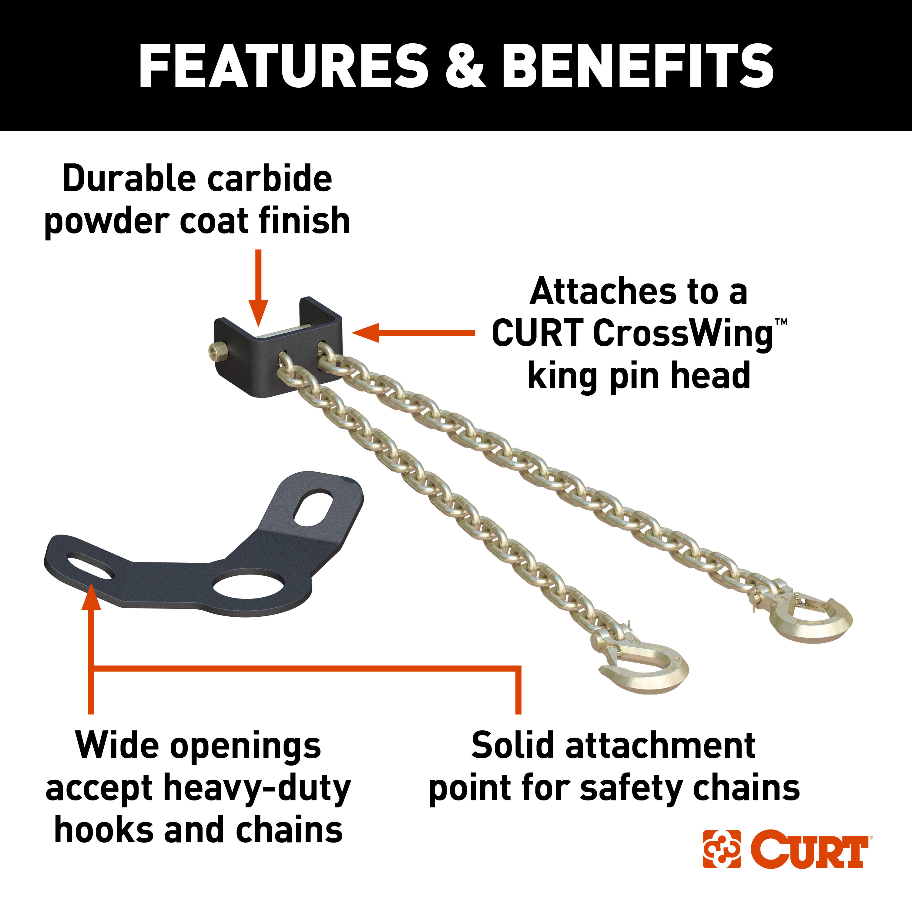 CURT 16614 CrossWing 5th Wheel Safety Chain Assembly with Gooseneck Anchor Plate thumbnail 1