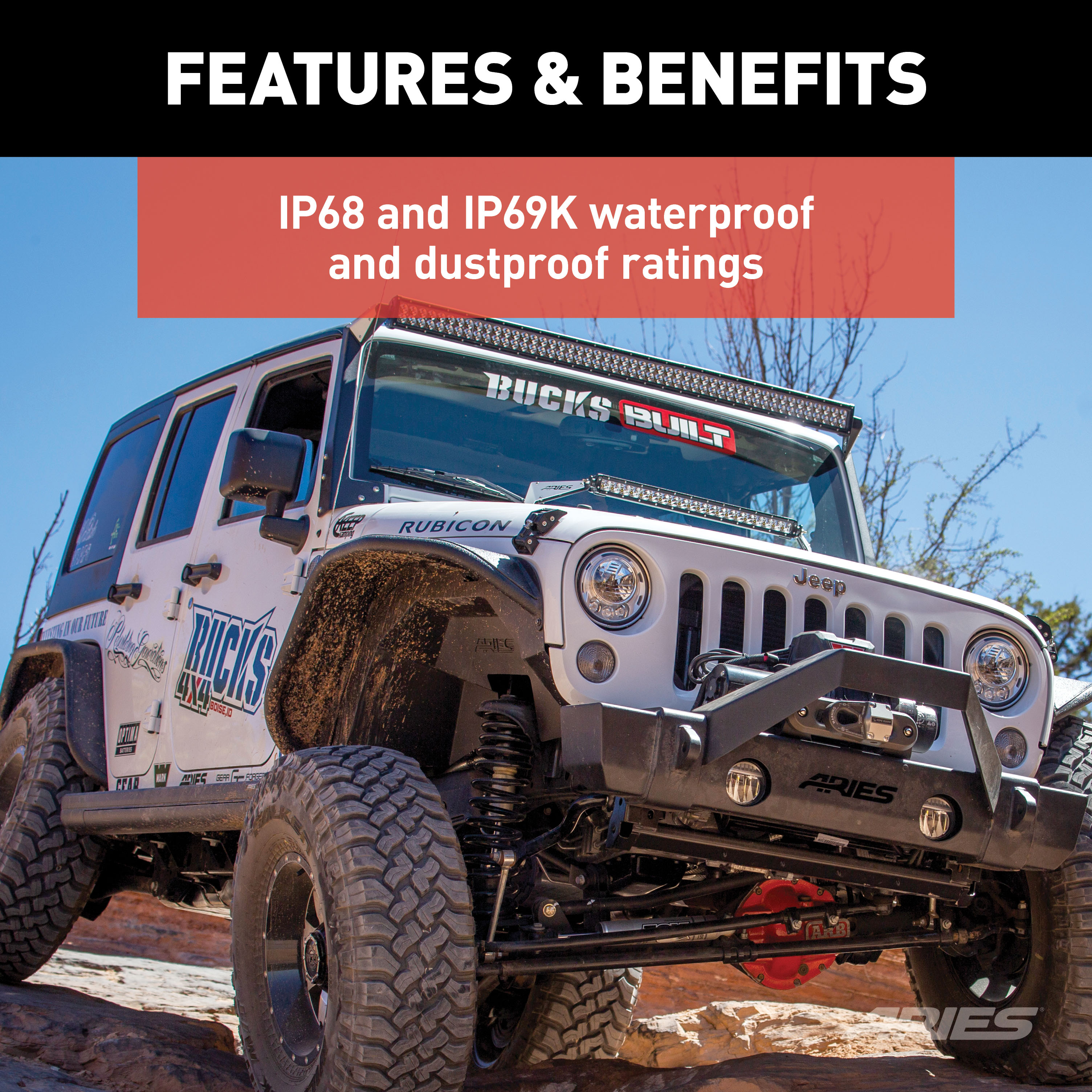 ARIES 1501301 50-Inch LED Light Bar for Jeep Wrangler JK, Roof Mount Brackets, 24,000-Lumen Combo Beam thumbnail 5